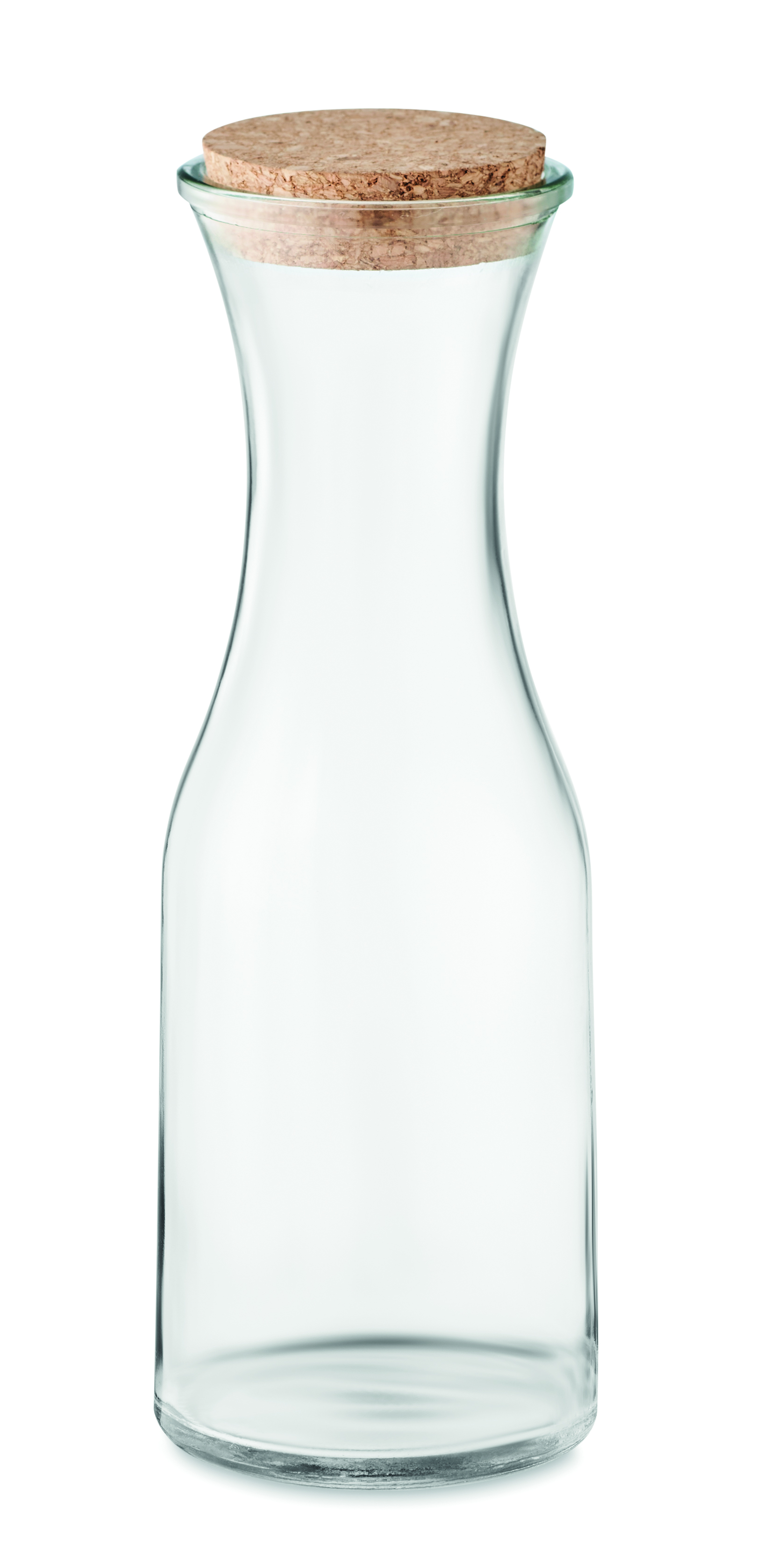 Karaffe aus recyceltem Glas 1L mit Korkverschluss PICCA, bedruckbar