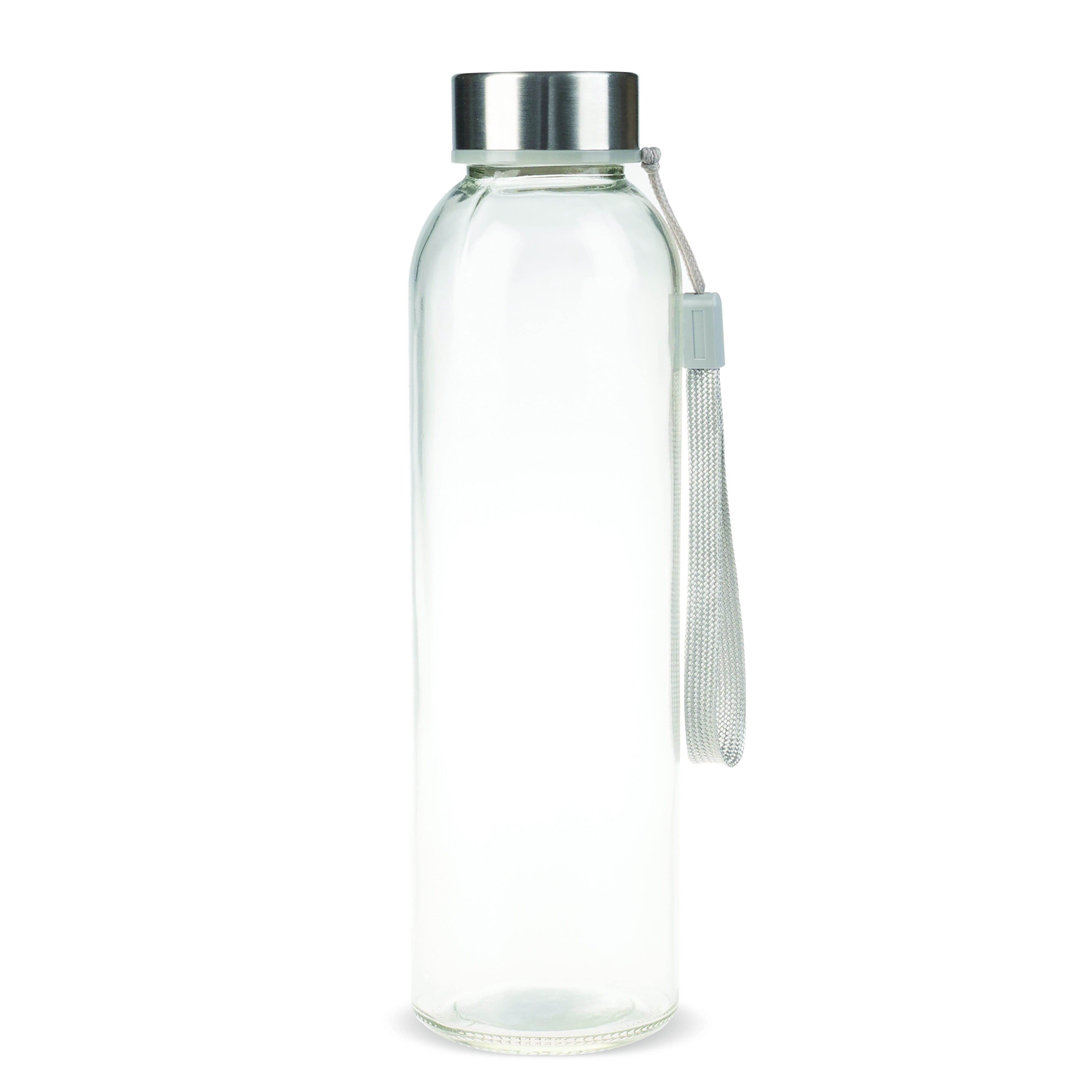 Glas-Trinkflasche 500 ml mit Trageschlaufe – bedruckbar als Werbeartikel