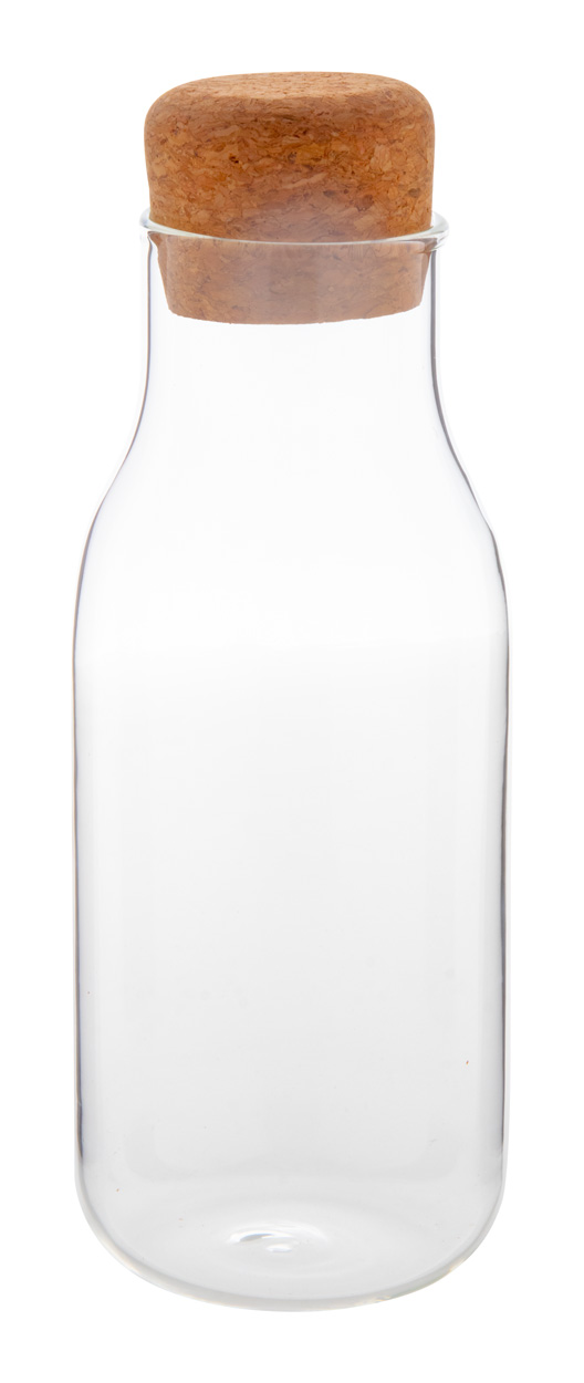 Wasserkaraffe Molokai 600 ml – Borosilikatglas mit Korkdeckel, bedruckbar