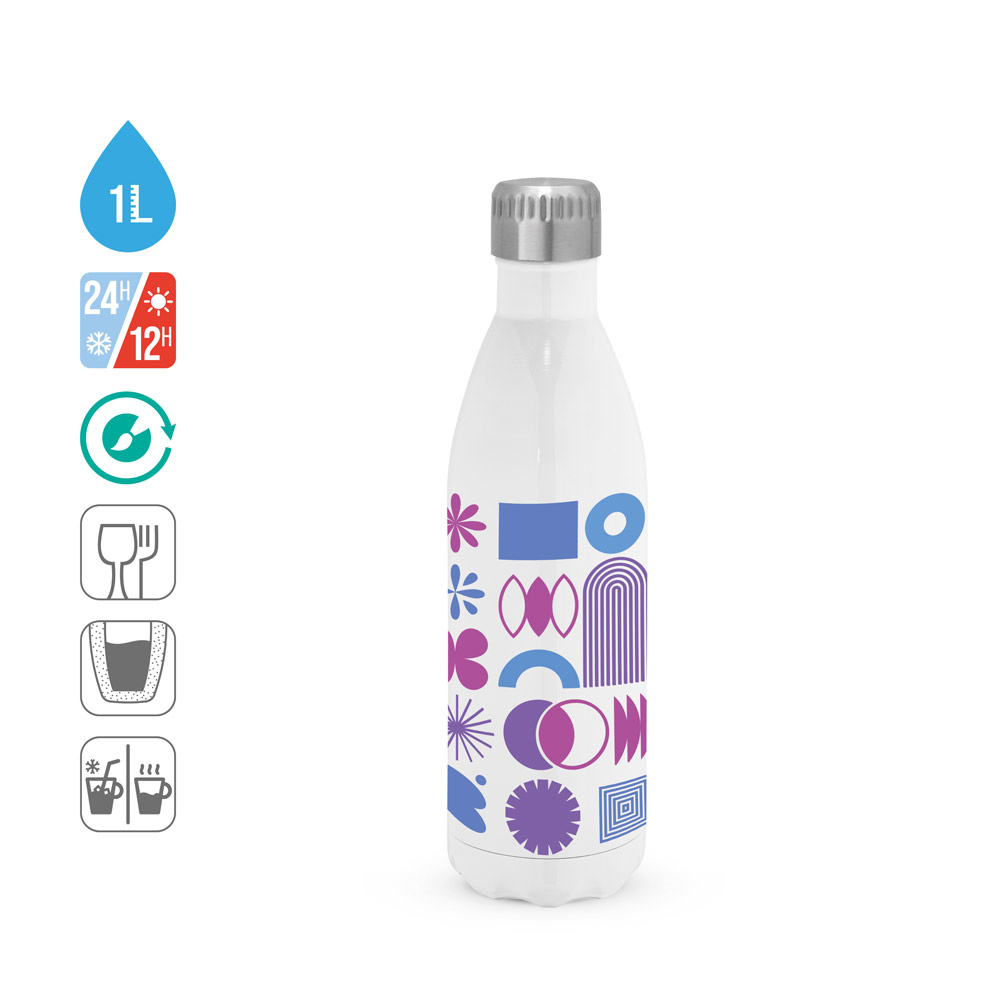 Sportflasche Edelstahl 1,1 L AMORTI XL – doppelwandig, für Sublimation