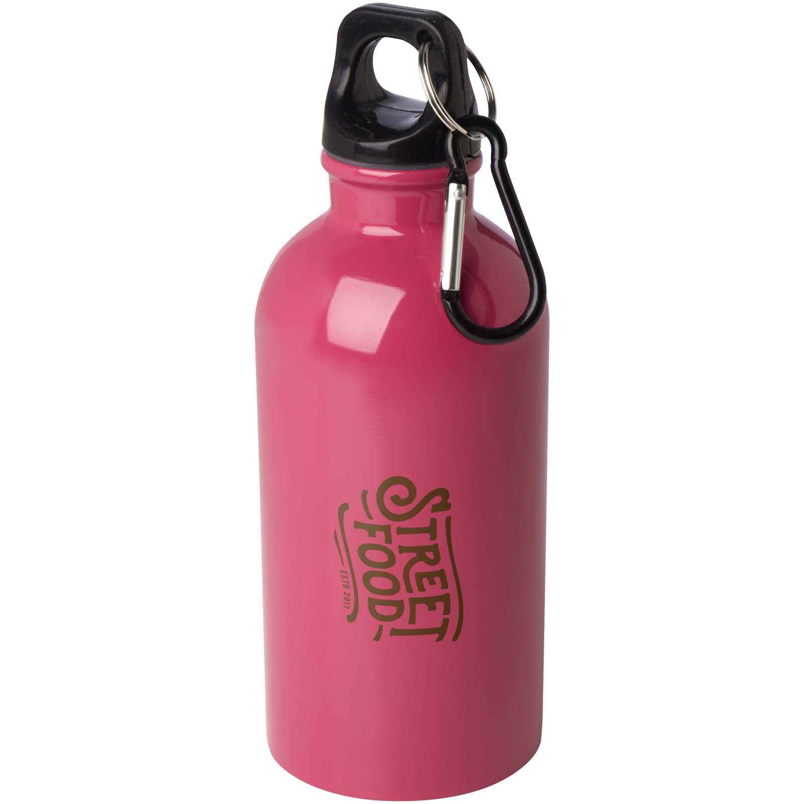 Edelstahl-Trinkflasche Oregon 400 ml, einwandig, mit Karabinerhaken