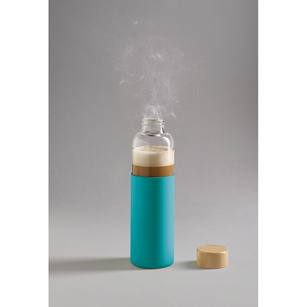 Glasflasche Bambus 600 ml – Borosilikatglas Trinkflasche bedruckbar