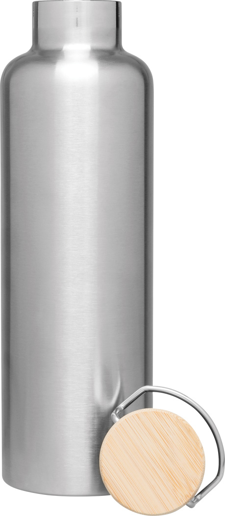 Vakuum-Isolierflasche JUMBO MILITARY 1000 ml Edelstahl mit Bambusdeckel