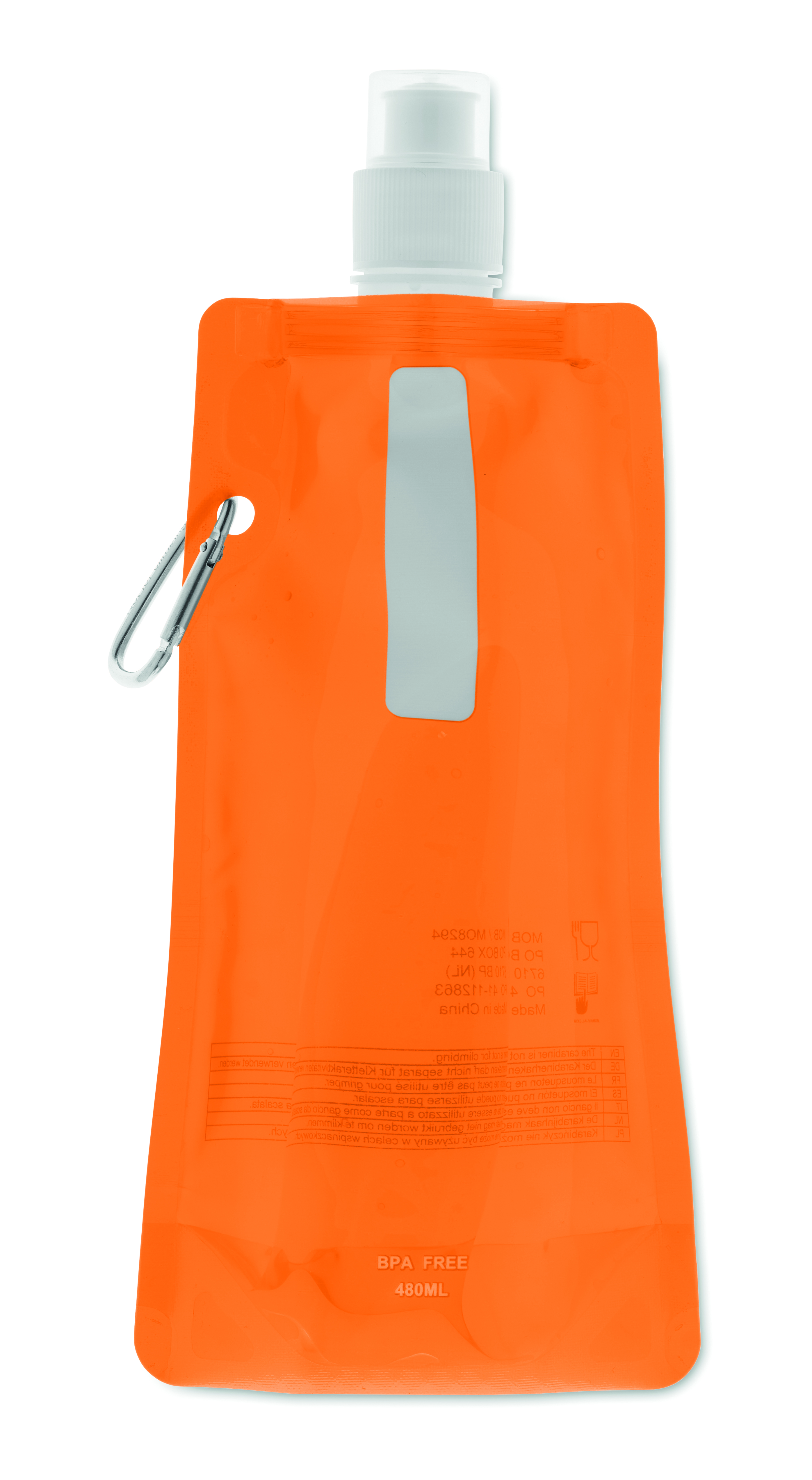 Faltbare Wasserflasche GATES aus PET, 480 ml – bedruckbar