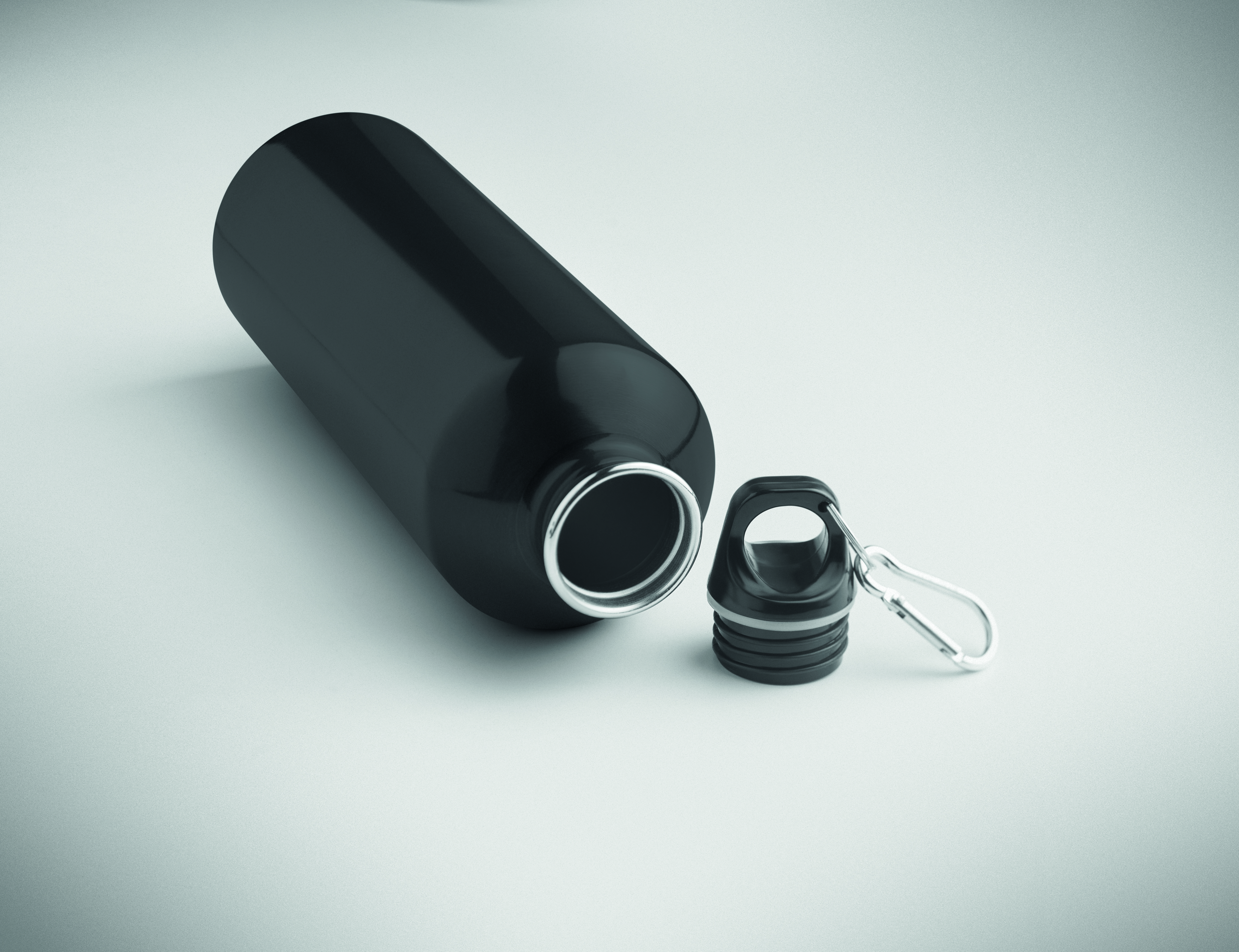 Edelstahl Trinkflasche 1000 ml einwandig mit Karabiner, bedruckbar