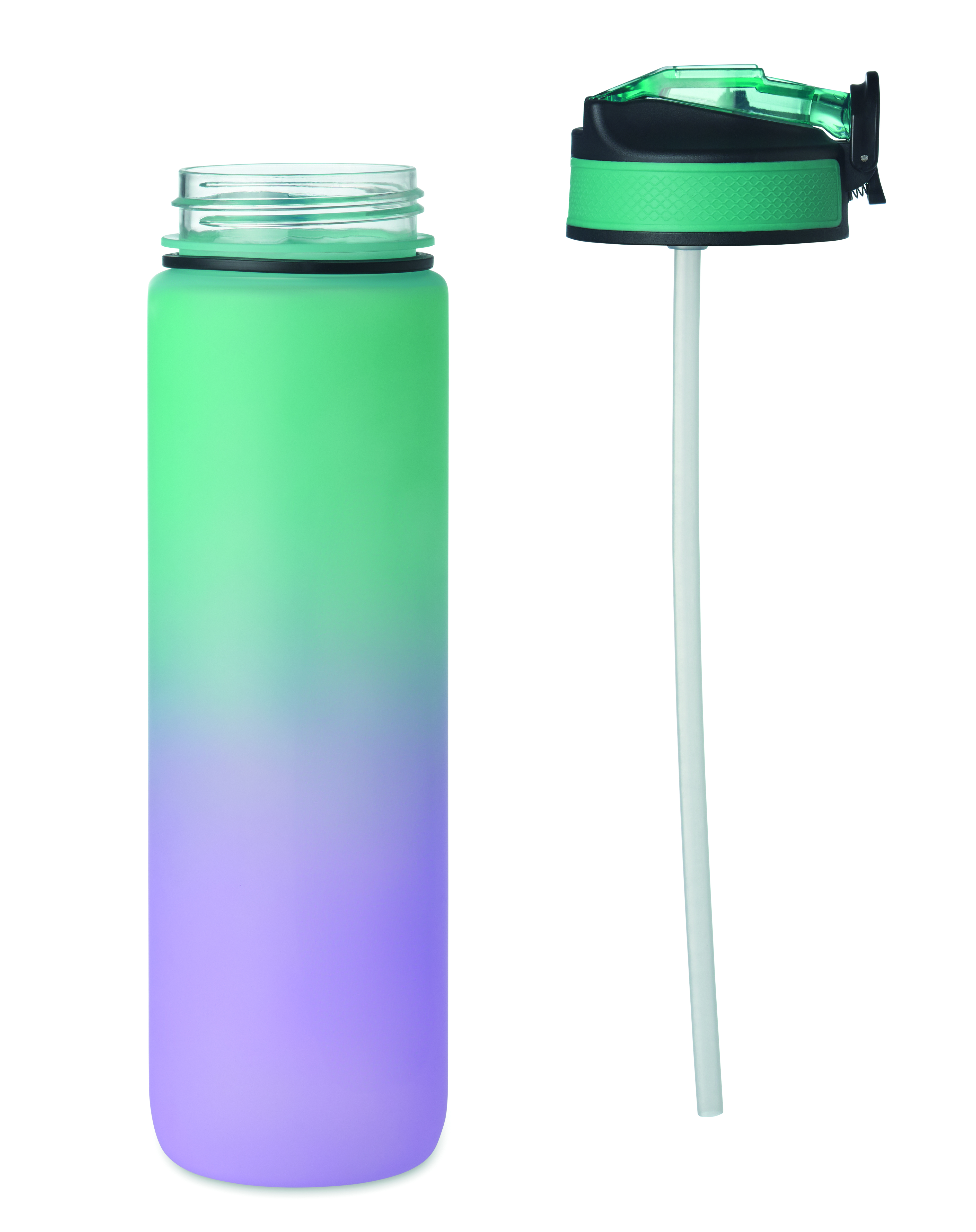 Sport-Trinkflasche RPET 1L ACTIVATE mit Trinkhalm & Zeitmarkierung