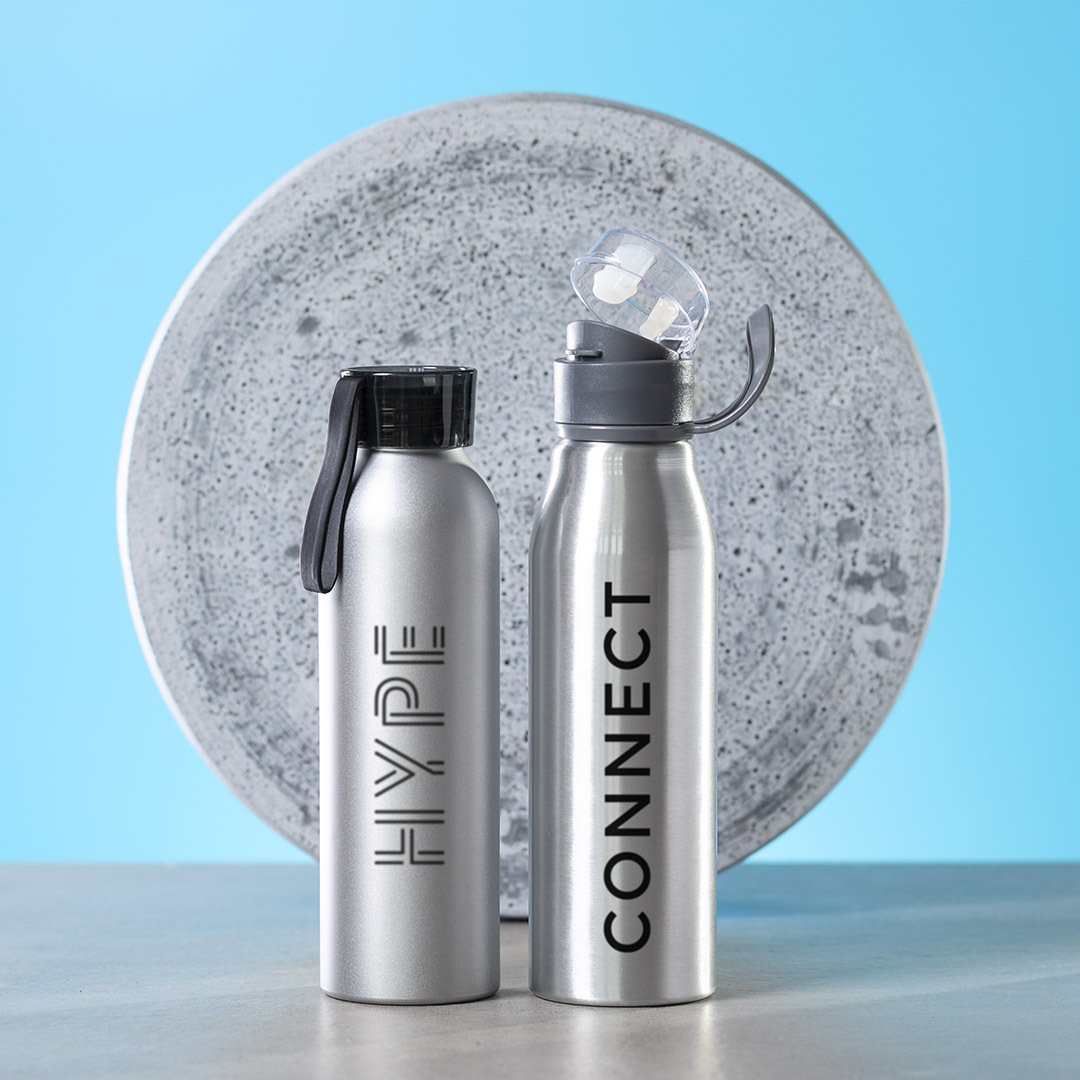 Aluminium-Trinkflasche Tukel 650 ml mit Sicherheitsdeckel & Trageriemen