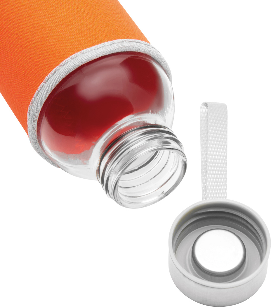 Glas-Trinkflasche TAKE WELL 450 ml mit Schutzhülle, bedruckbar