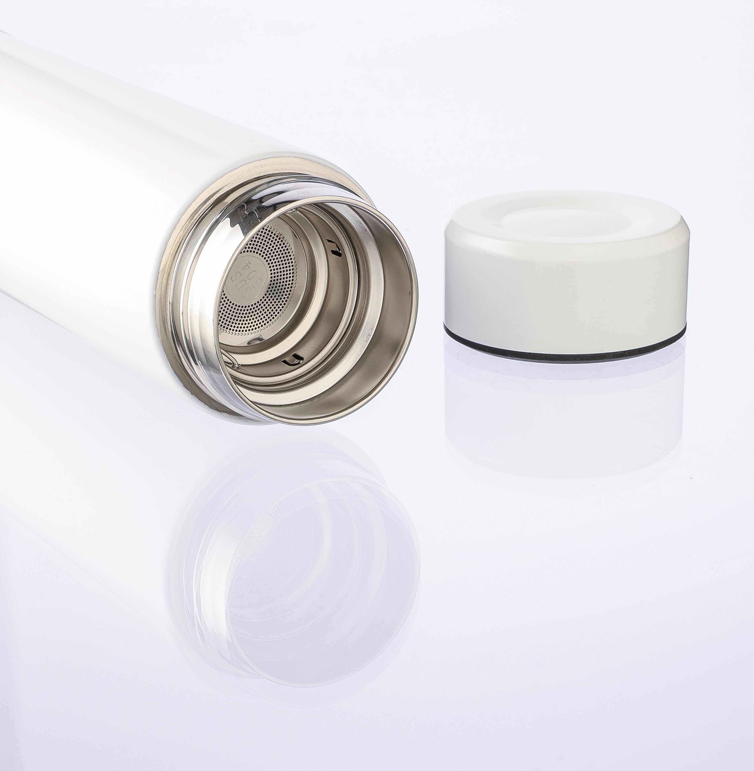 Edelstahlflasche 425 ml Mary – doppelwandig mit Teesieb, bedruckbar