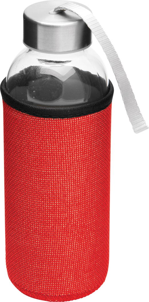Glas-Trinkflasche TAKE JUTY 450 ml mit Jute-Hülle & Edelstahldeckel