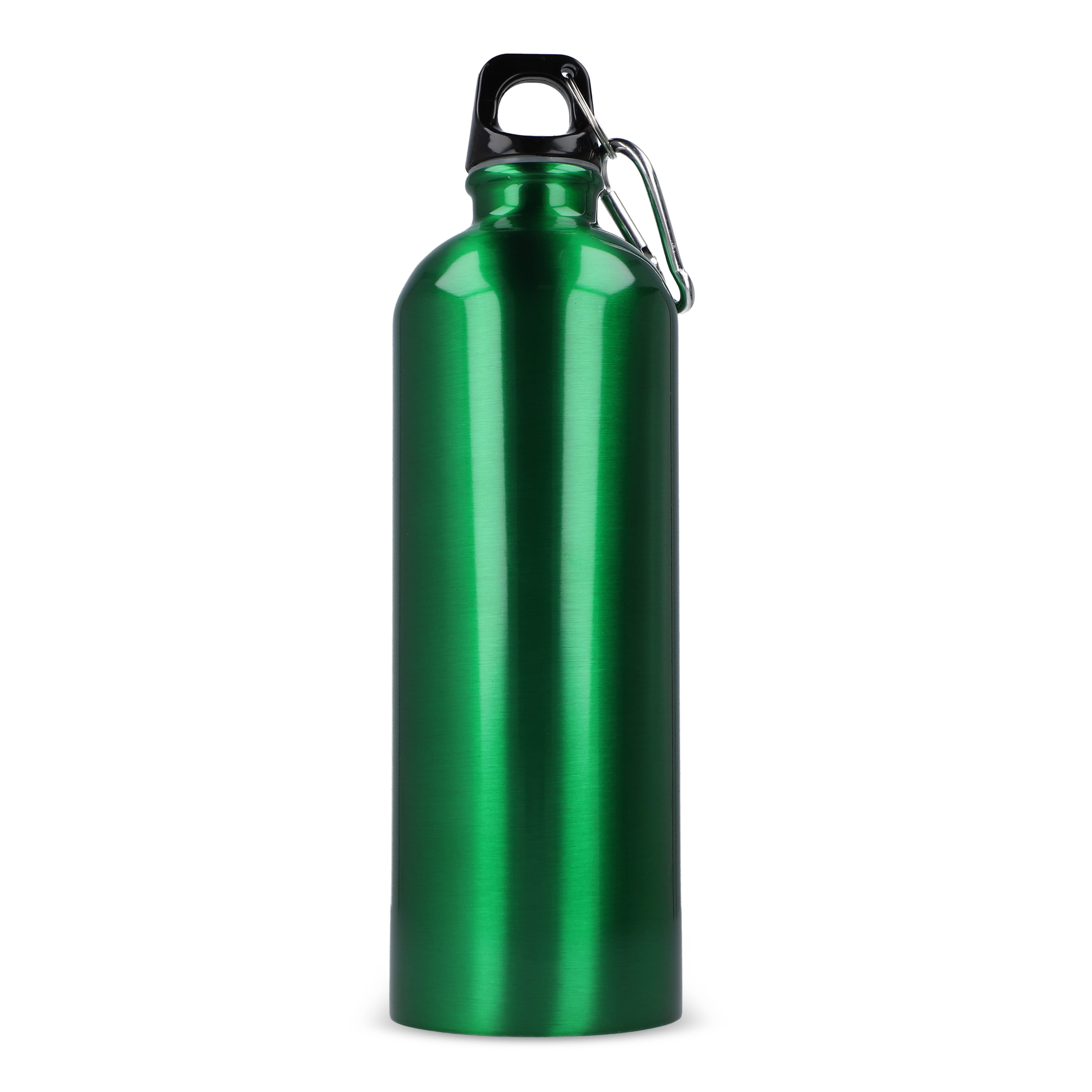 Edelstahl-Trinkflasche 750ml einwandig mit Karabiner, recycelt