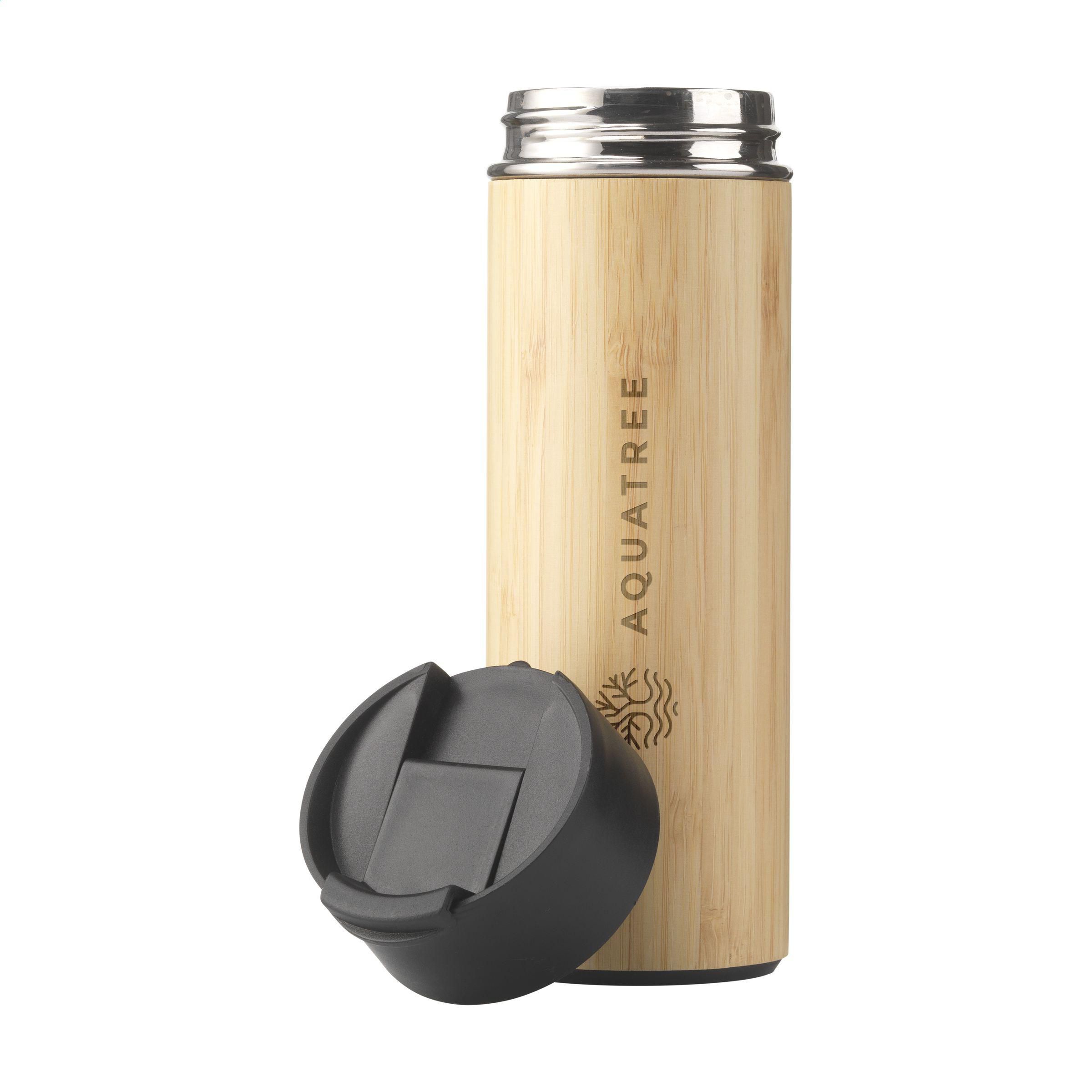 Thermoflasche Sakura 360 ml Edelstahl mit Bambus & Teesieb