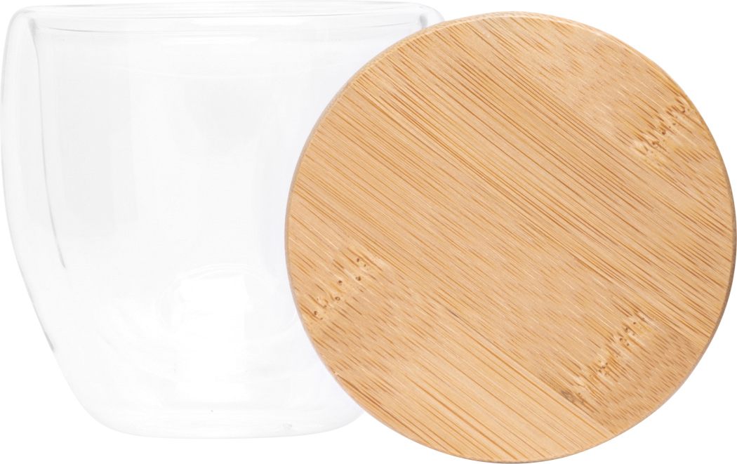 Doppelwandiges Glas BAMBOO ART S mit Bambusdeckel, ca. 250 ml