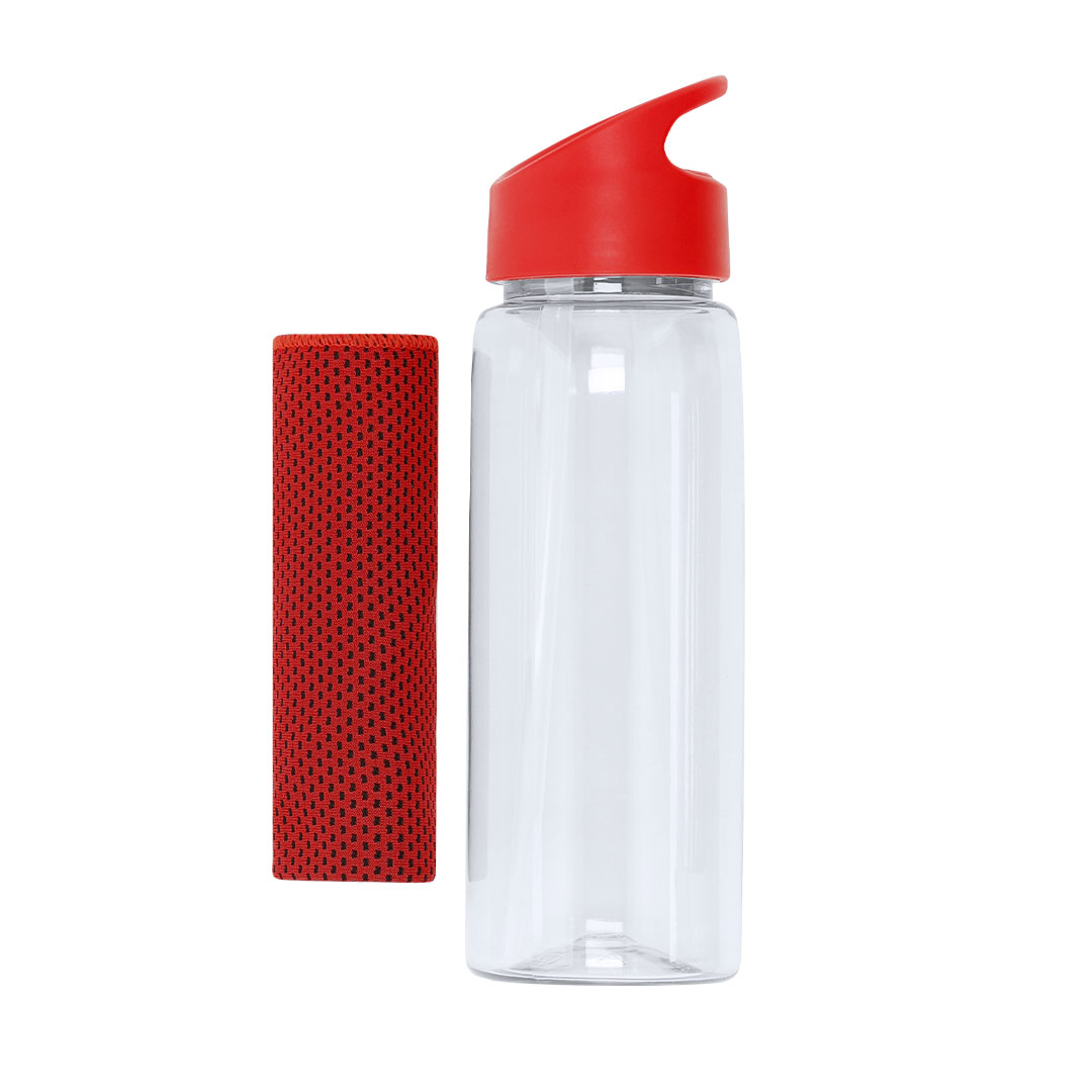 Trinkflasche Garyl 800 ml RPET – Set mit Handtuch, bedruckbar