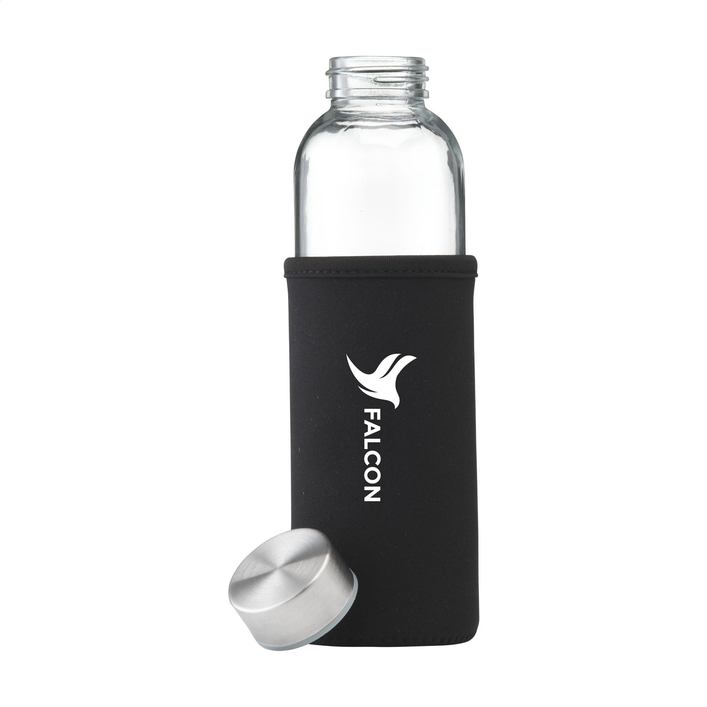 Glas-Trinkflasche 500 ml Senga mit Neoprenhülle, bedruckbar