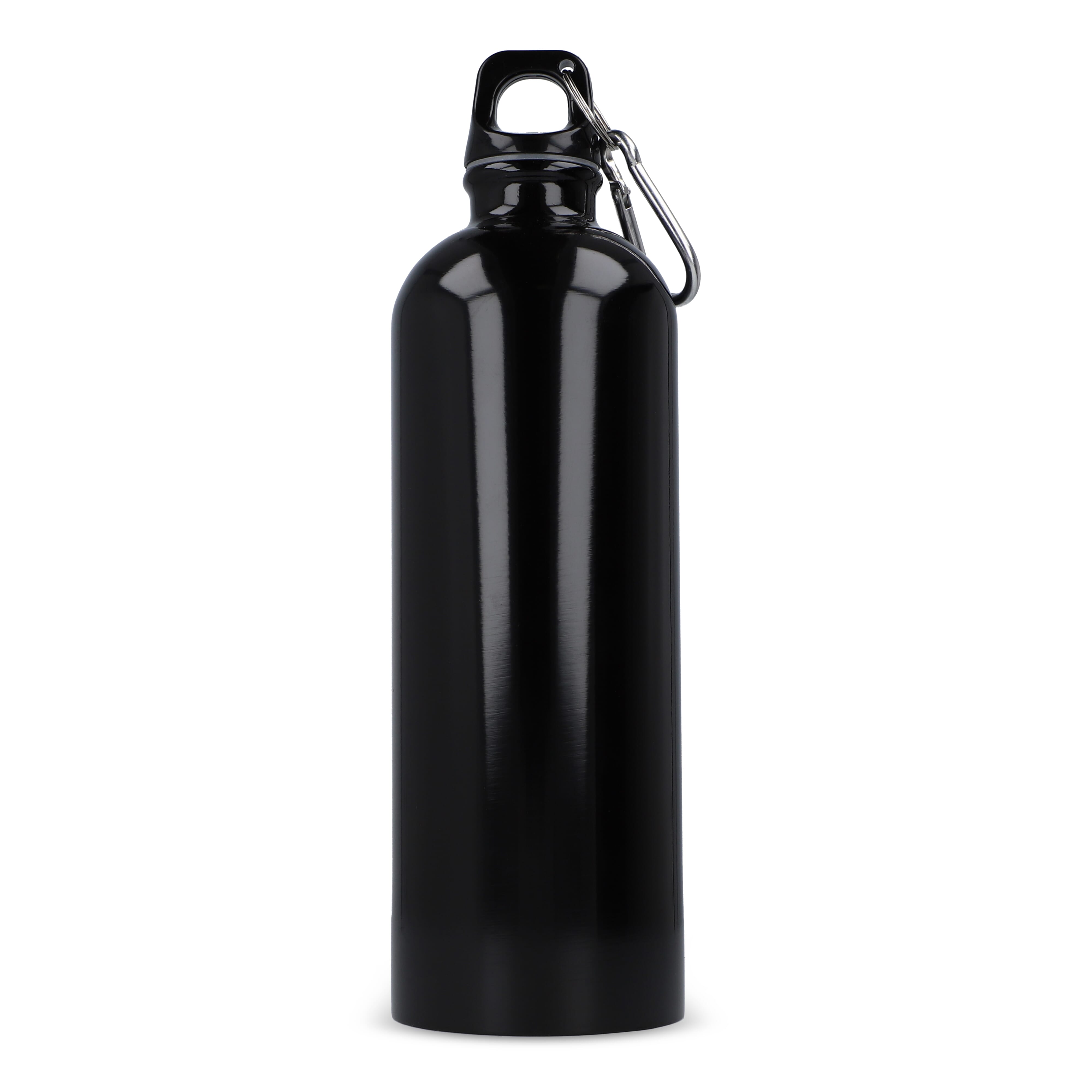 Edelstahl-Trinkflasche 750ml einwandig mit Karabiner, recycelt