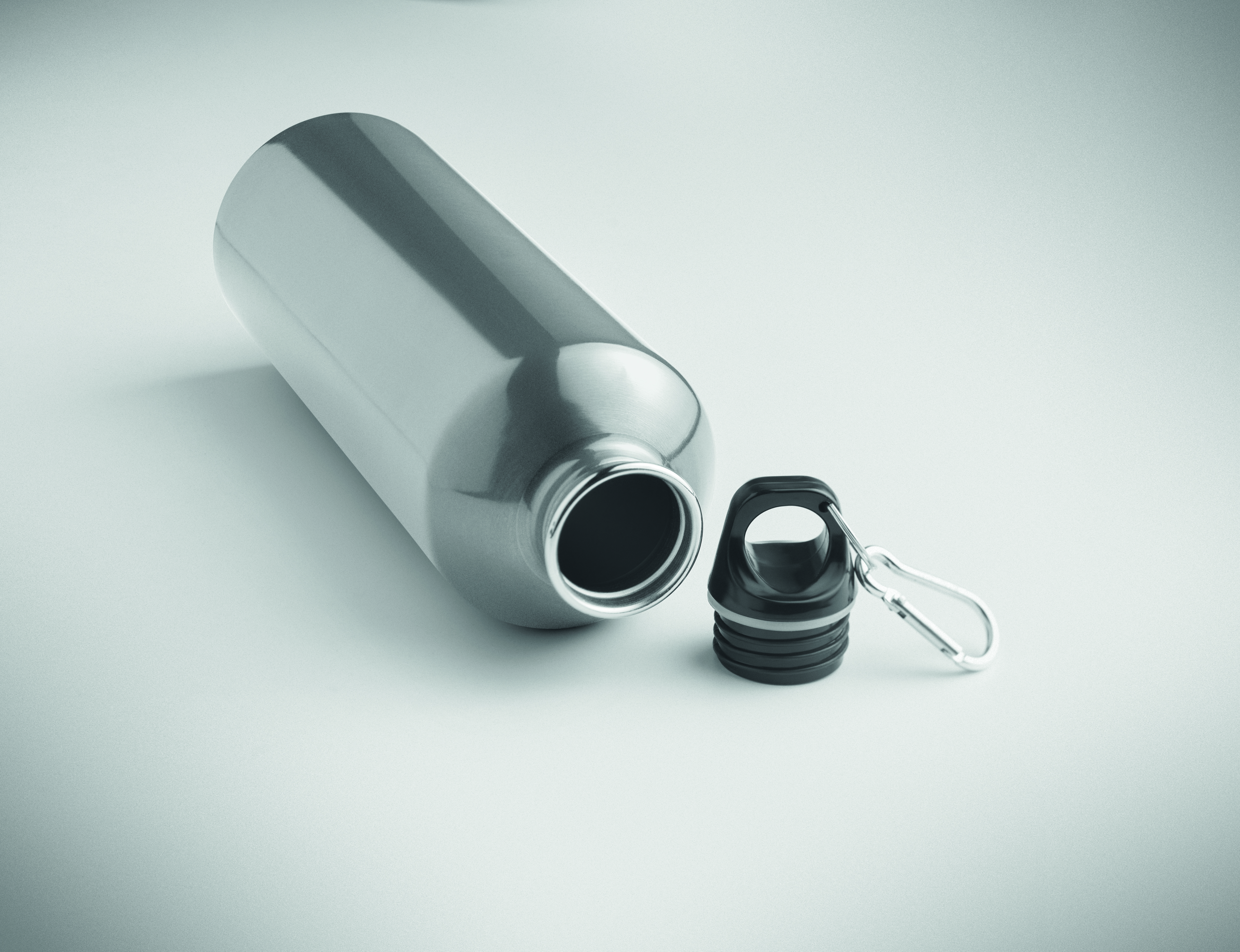 Edelstahl Trinkflasche 1000 ml einwandig mit Karabiner, bedruckbar