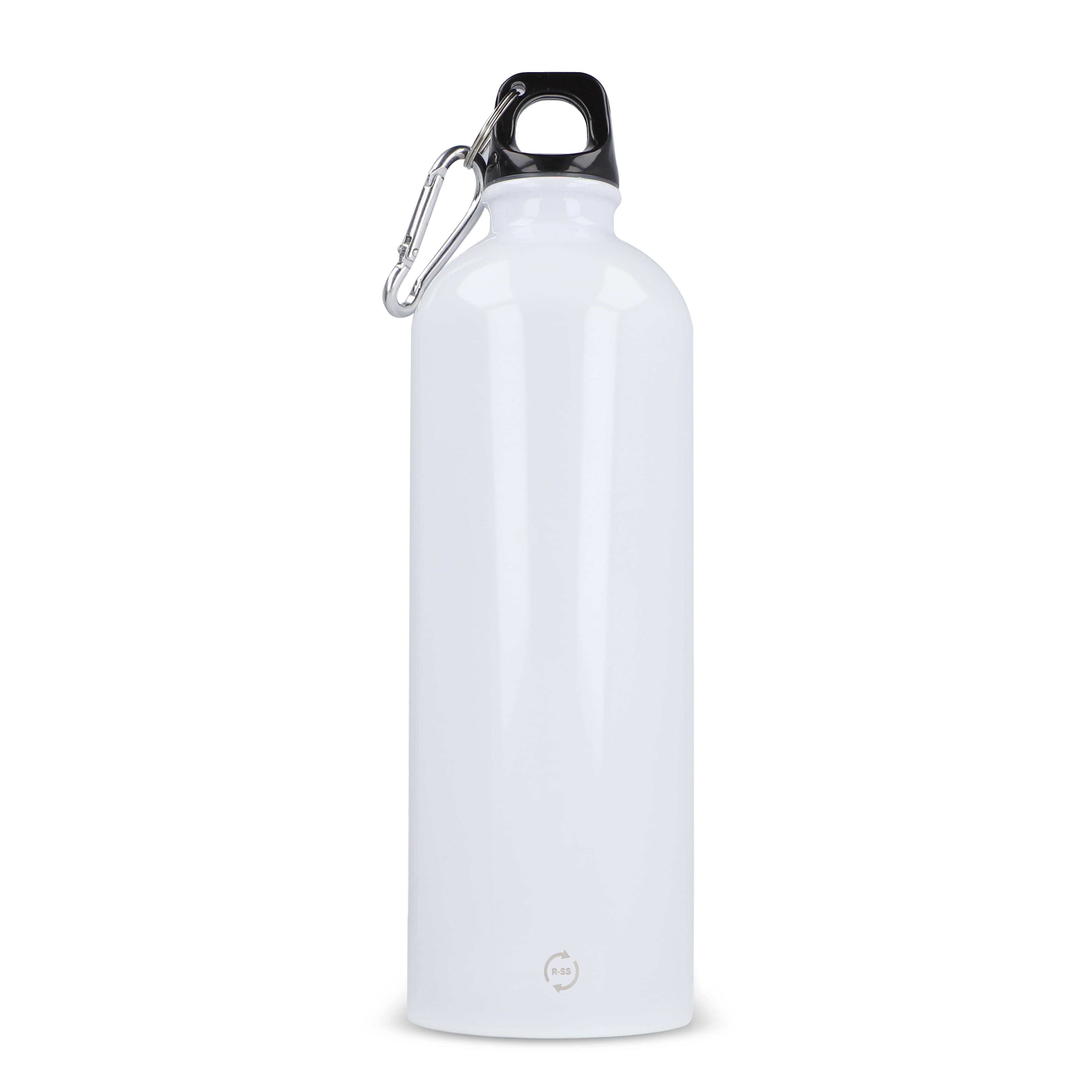 Edelstahl-Trinkflasche 750ml einwandig mit Karabiner, recycelt
