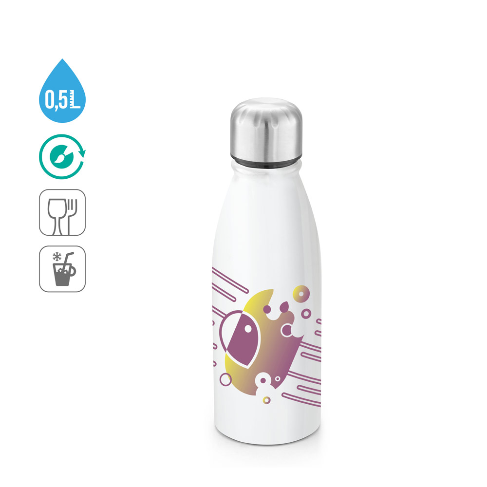 Aluminiumflasche BILLY 500 ml bedruckbar – Sublimation, Edelstahlverschluss