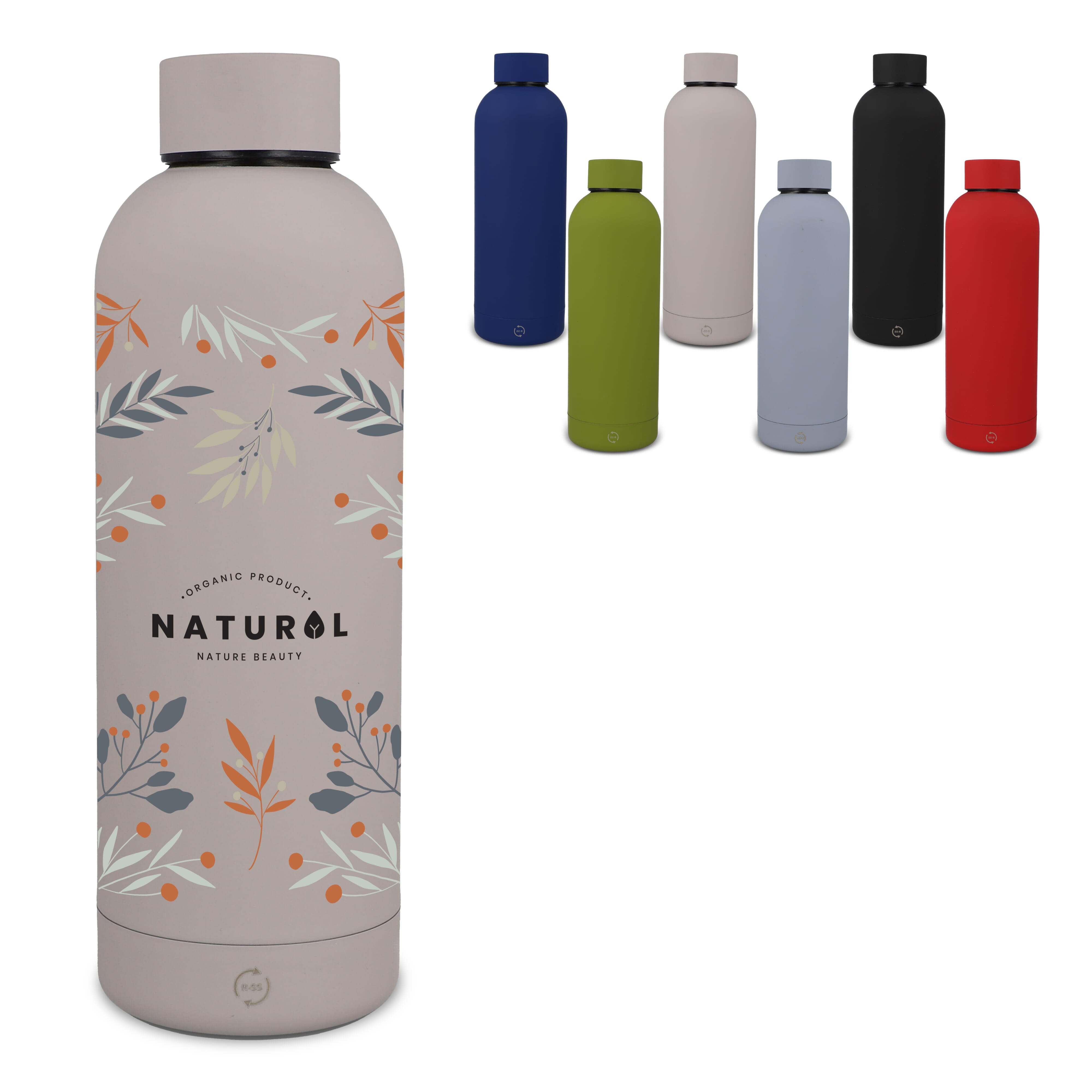Isolierflasche 500 ml aus Edelstahl, Soft-Touch – bedruckbar