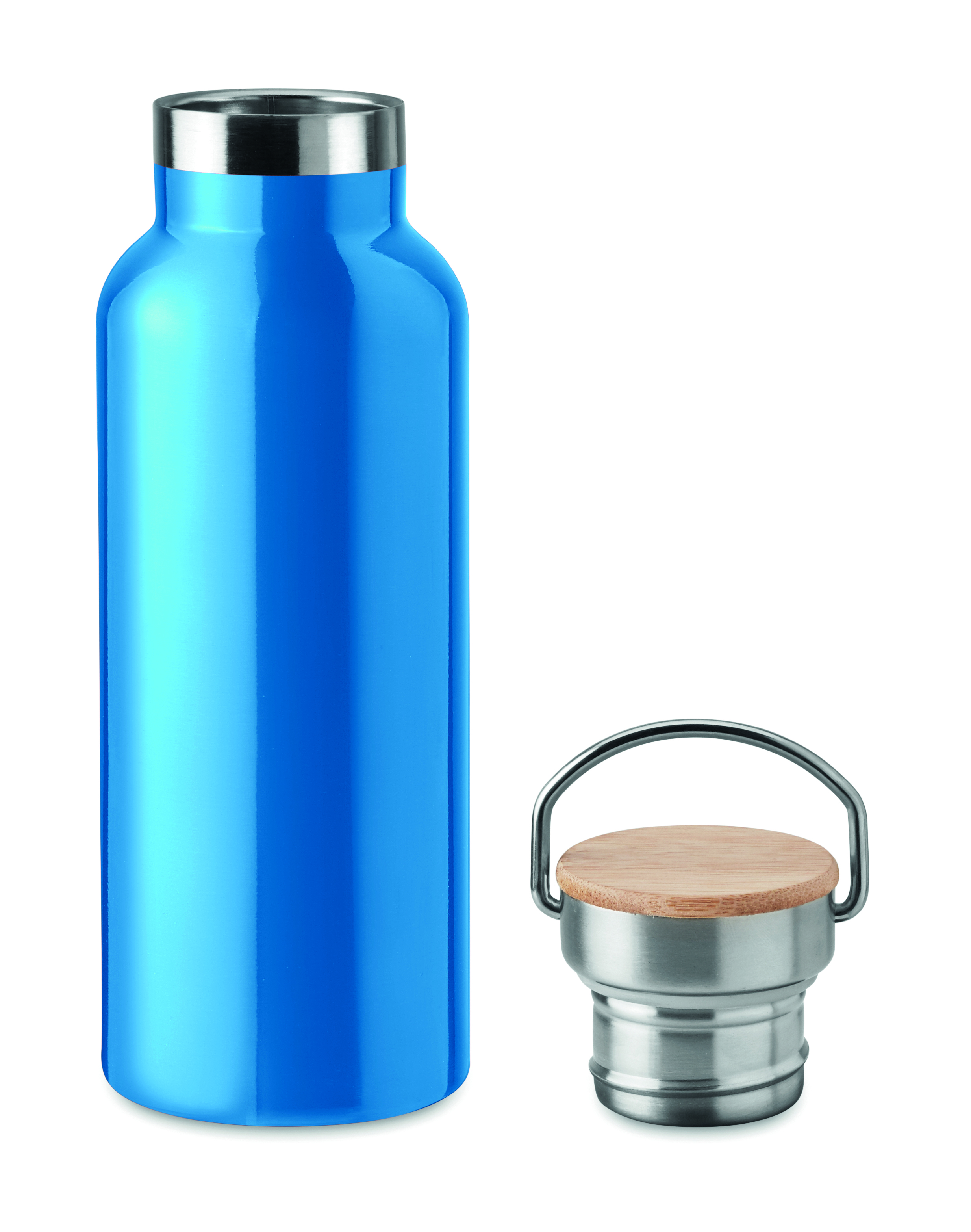 Isolierflasche Edelstahl 500 ml HELSINKI - Bambusdeckel, bedruckbar