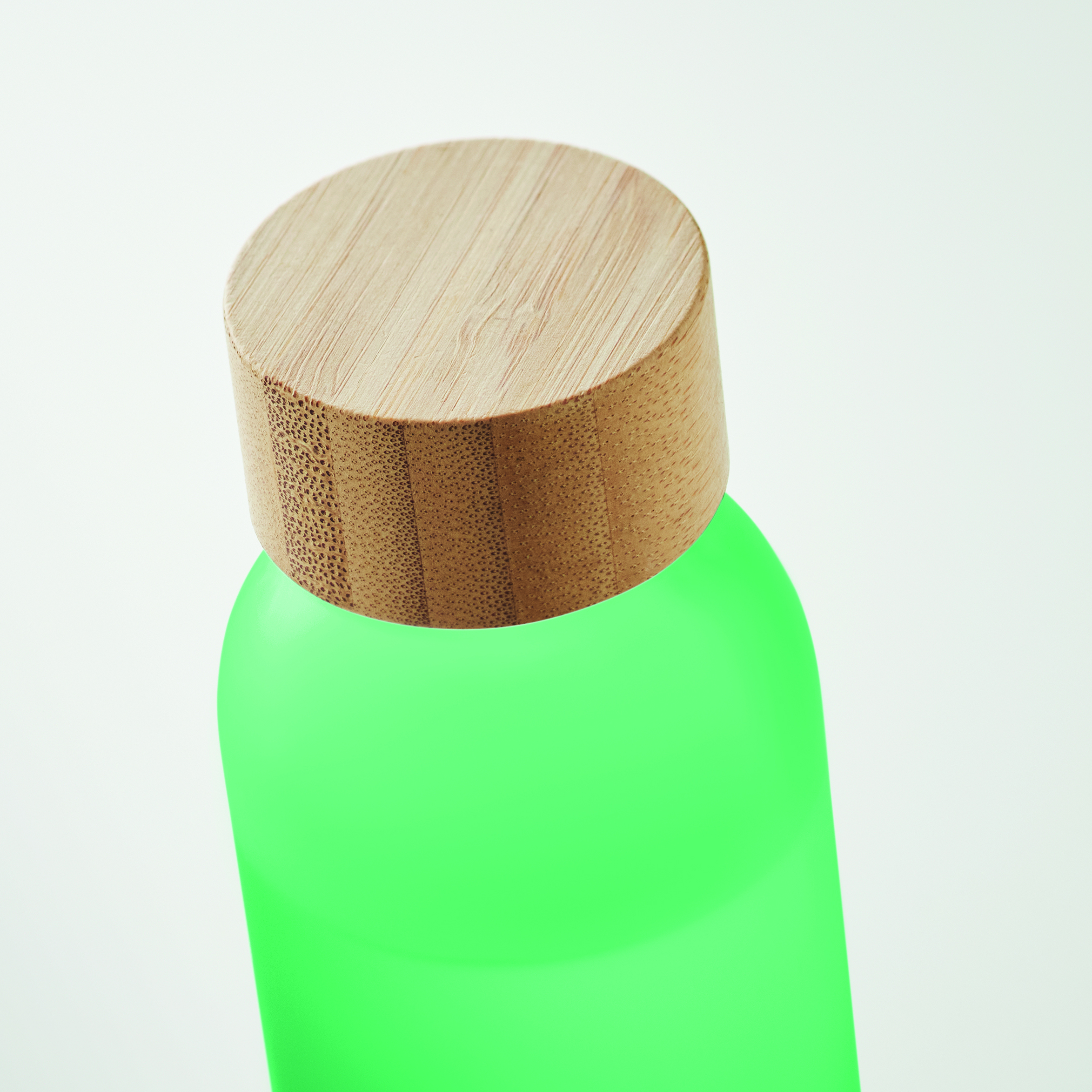 Glasflasche 500 ml mit Bambusdeckel - bedruckbar, auslaufsicher