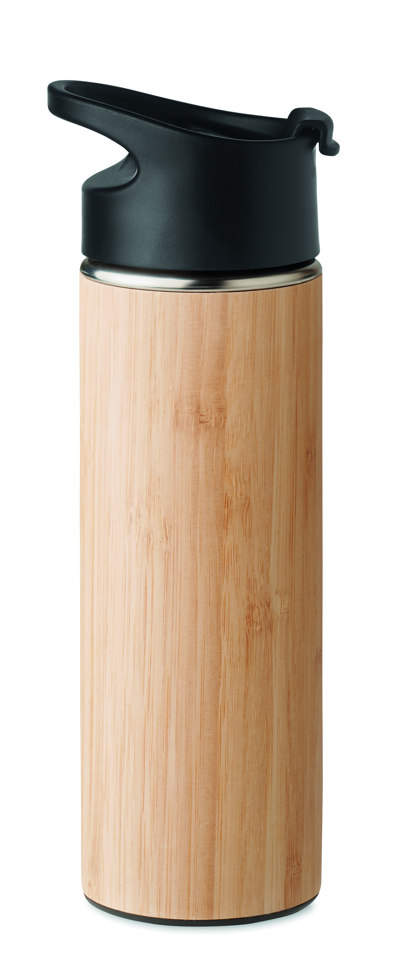 Isolierflasche NANDA 450 ml – Edelstahl doppelwandig mit Bambus, bedruckbar