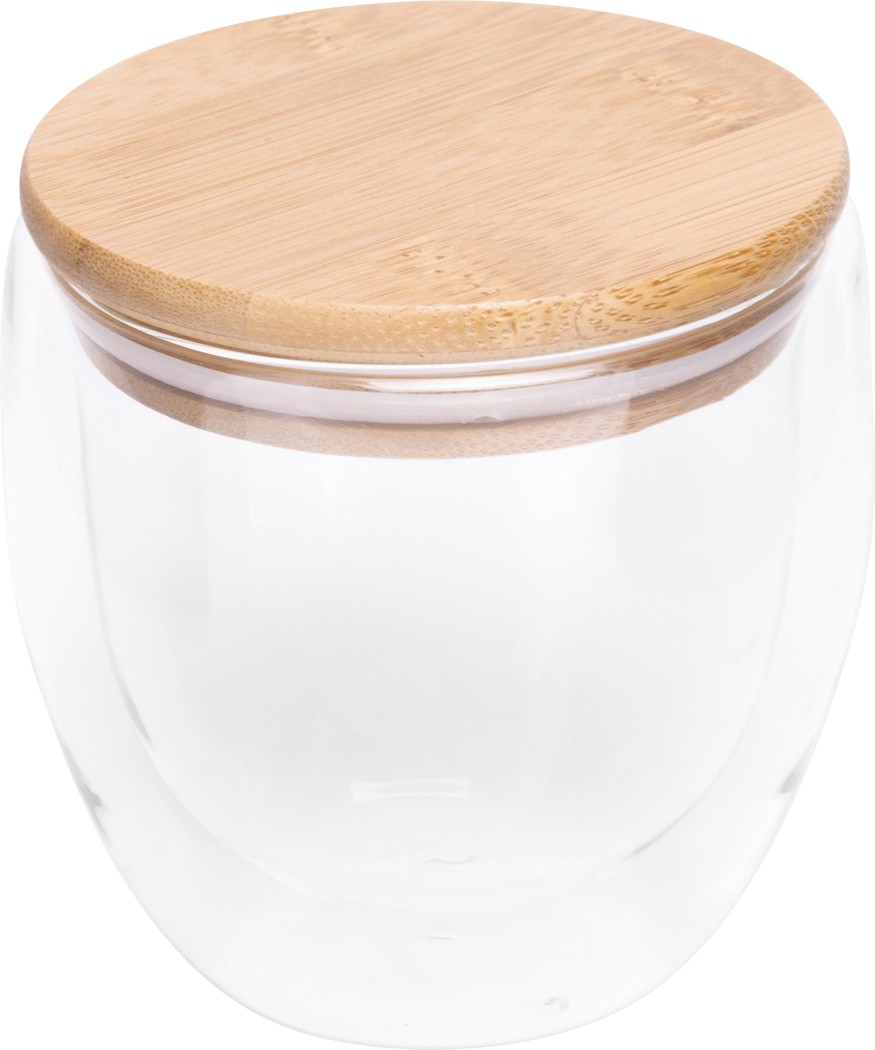 Doppelwandiges Glas BAMBOO ART S mit Bambusdeckel, ca. 250 ml