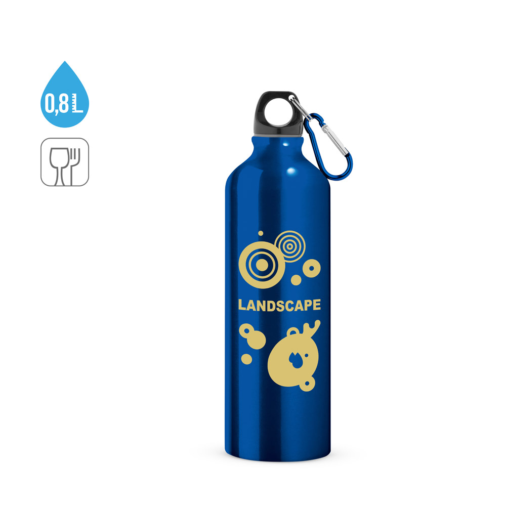 Aluminium-Sportflasche 800 ml LANDSCAPE L mit Karabiner, bedruckbar