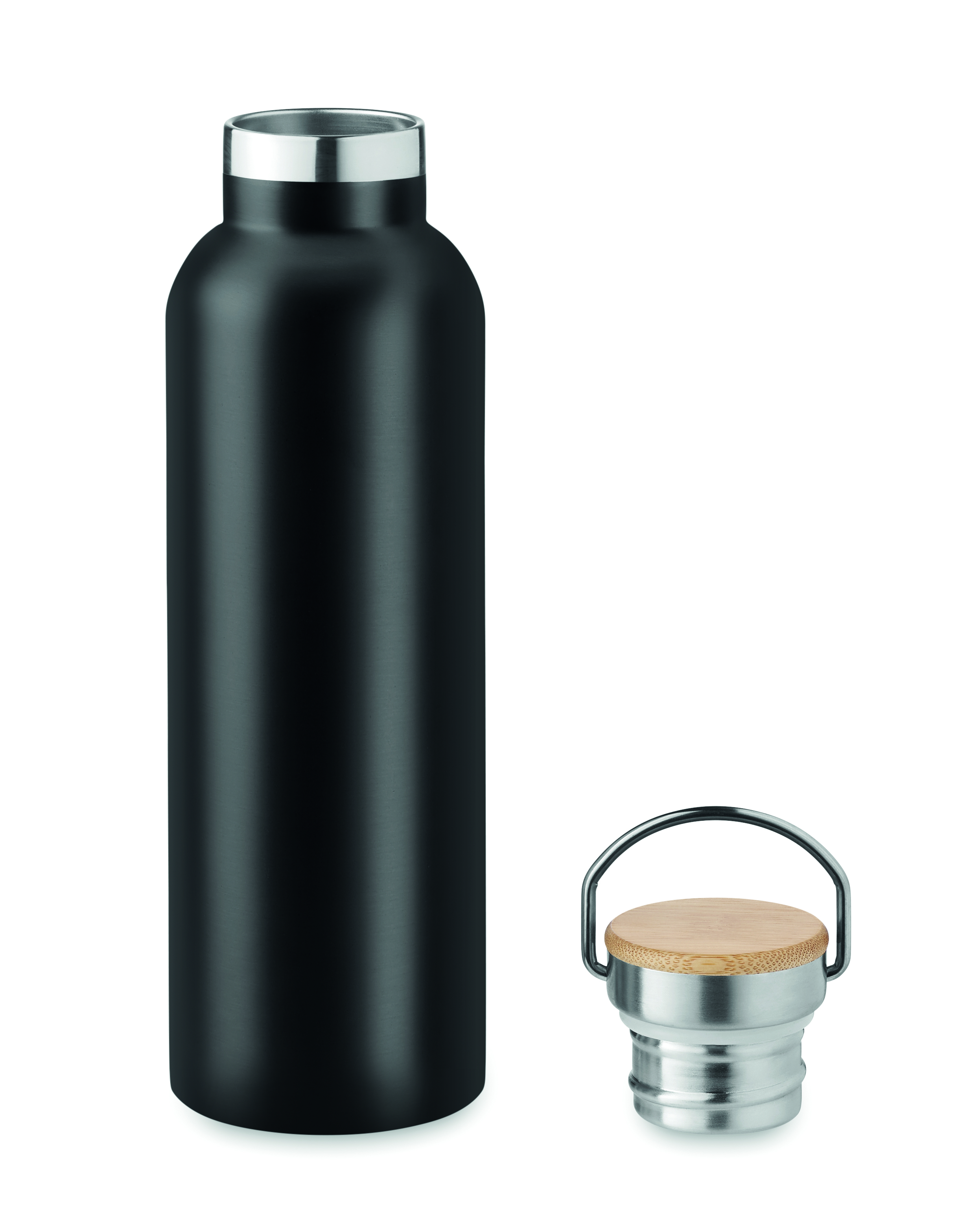 Isolierflasche 750 ml HELSINKI - Edelstahl, doppelwandig, Bambusdeckel