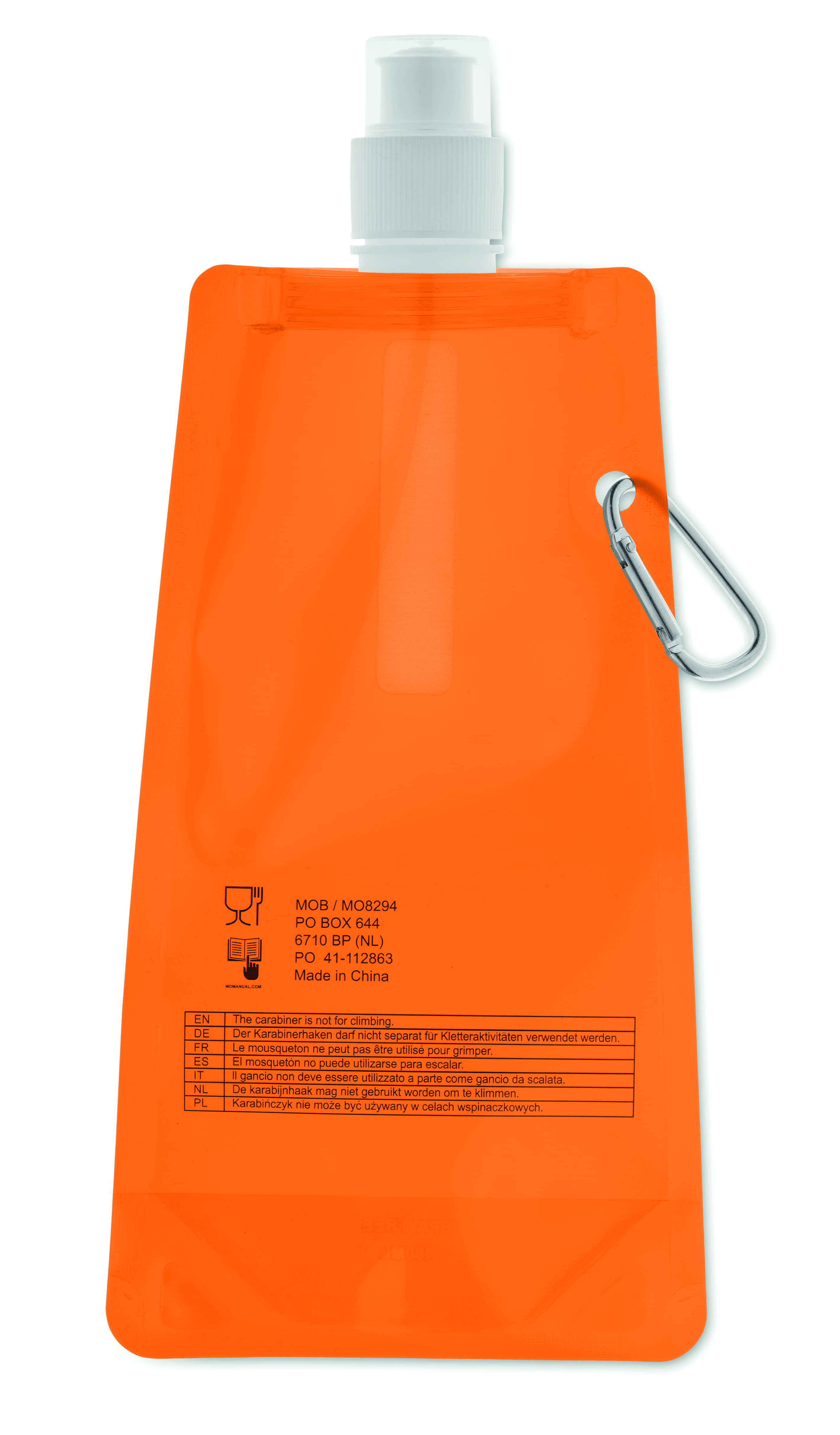 Faltbare Wasserflasche GATES aus PET, 480 ml – bedruckbar