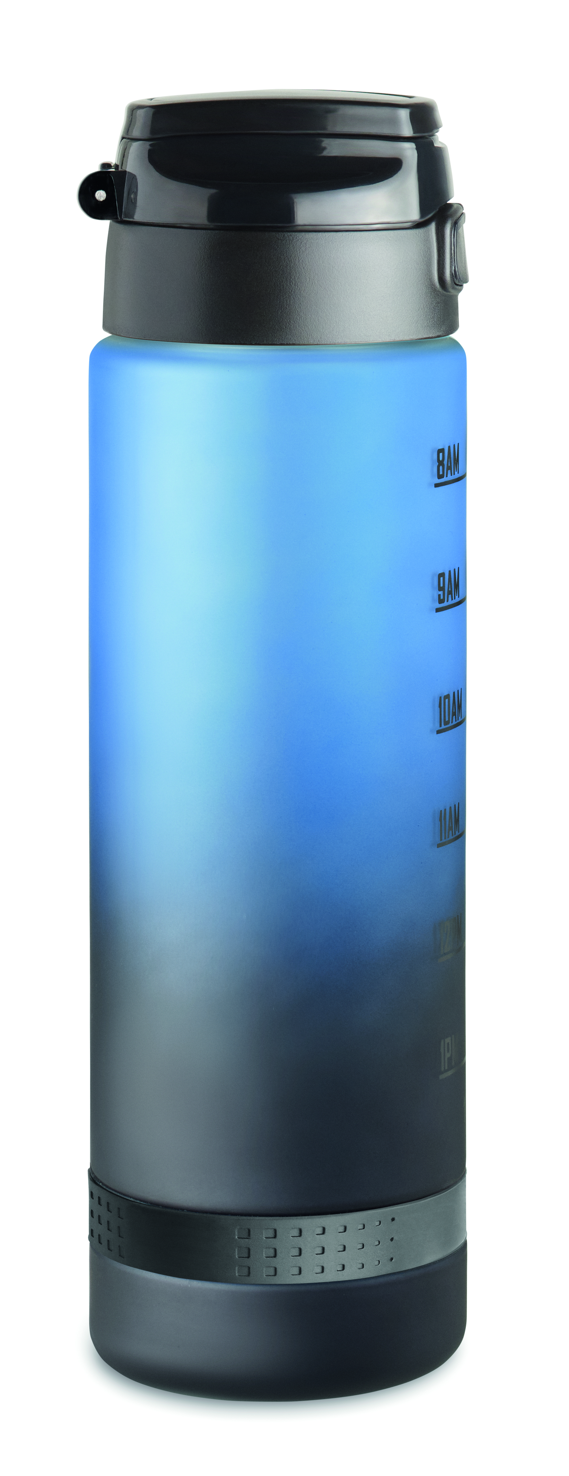 Sport-Trinkflasche RPET 1L LEVEL mit Zeitmarkierung & Flip-Top
