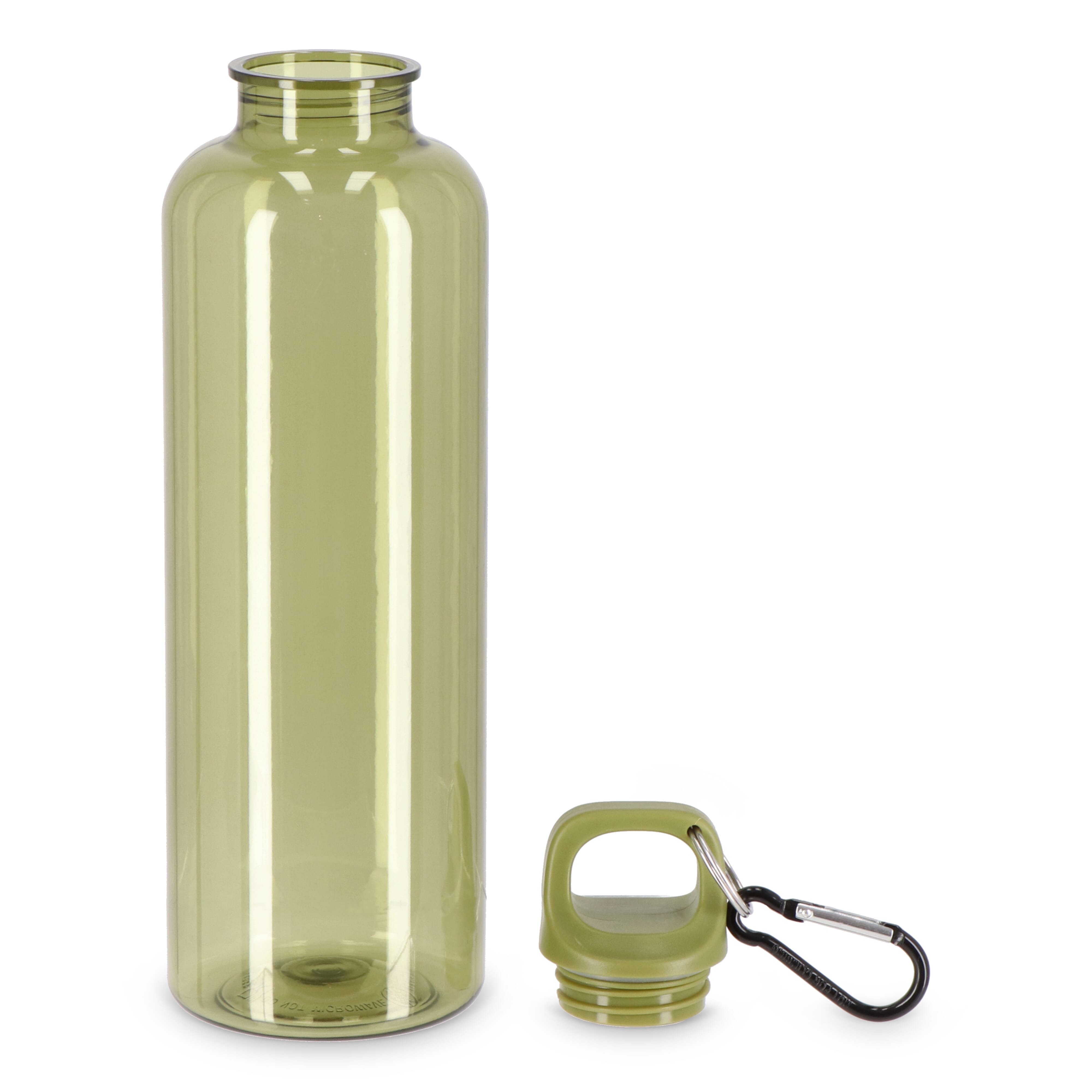 Trinkflasche R-PET 750 ml mit Karabiner – bedruckbar als Werbeartikel