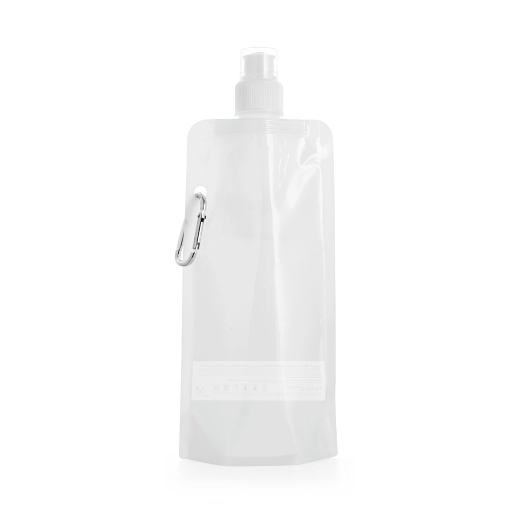 Faltflasche PE 460 ml bedruckbar – Trinkflasche mit Karabiner & Push-Pull
