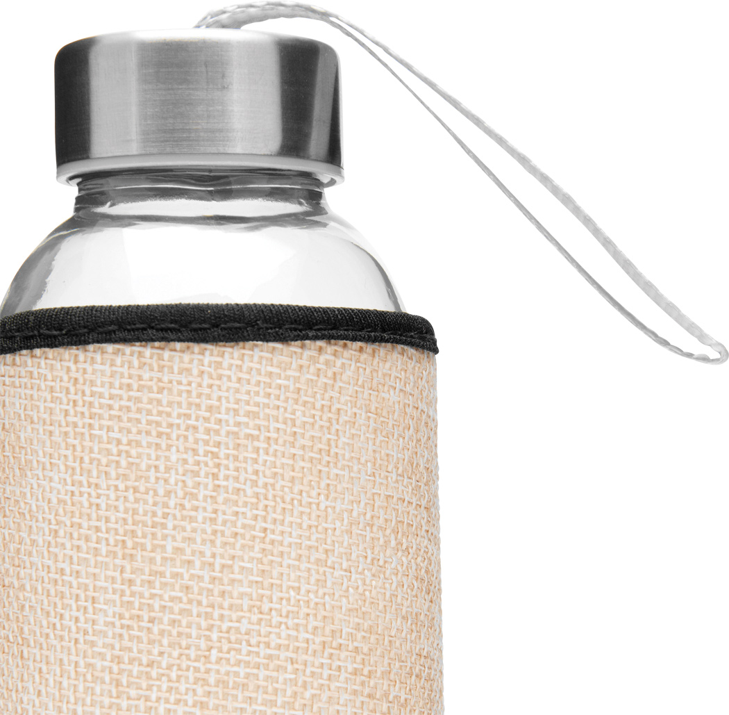 Glas-Trinkflasche TAKE JUTY 450 ml mit Jute-Hülle & Edelstahldeckel