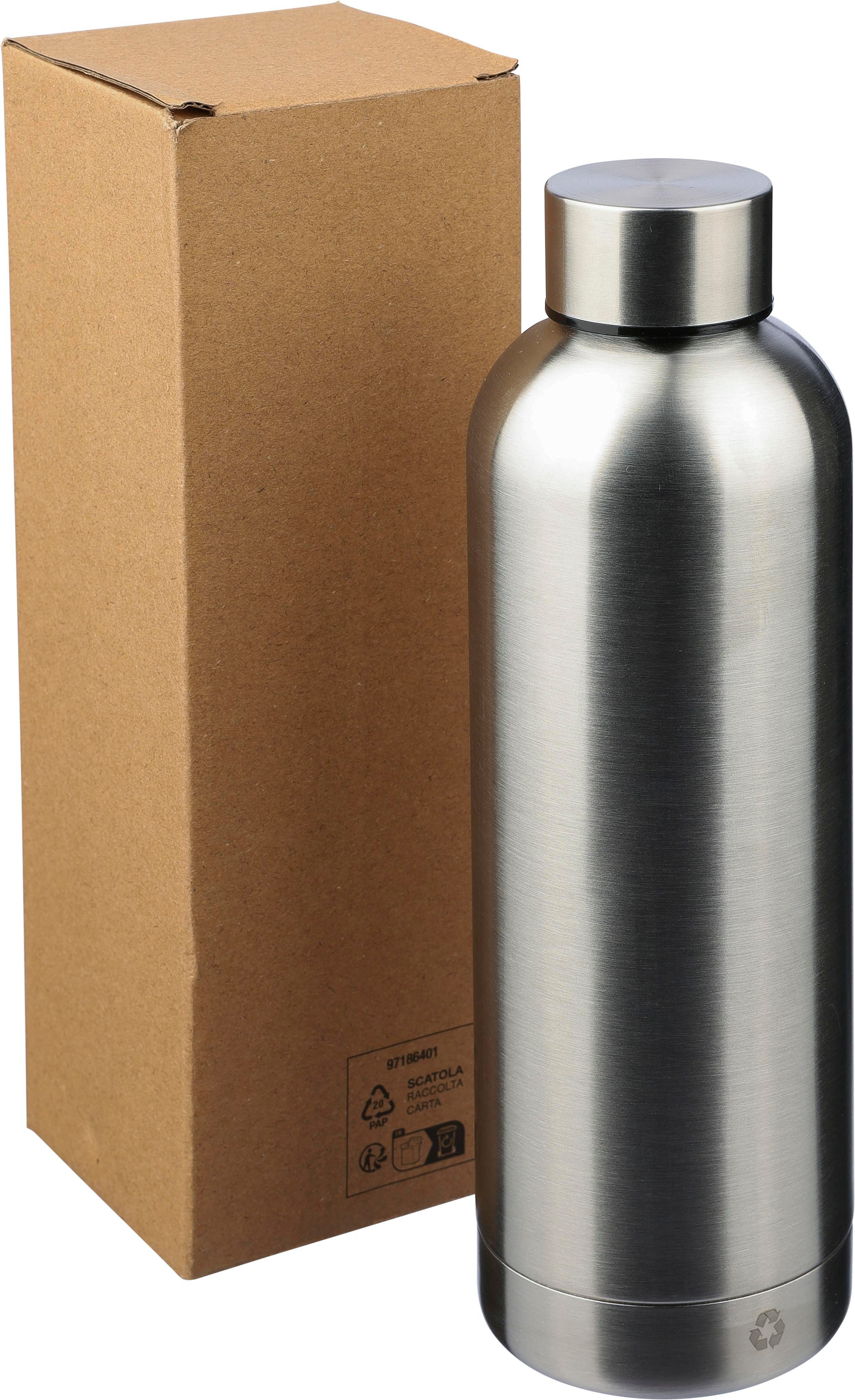 Edelstahl-Trinkflasche recycelt, 500 ml, doppelwandig, bedruckbar