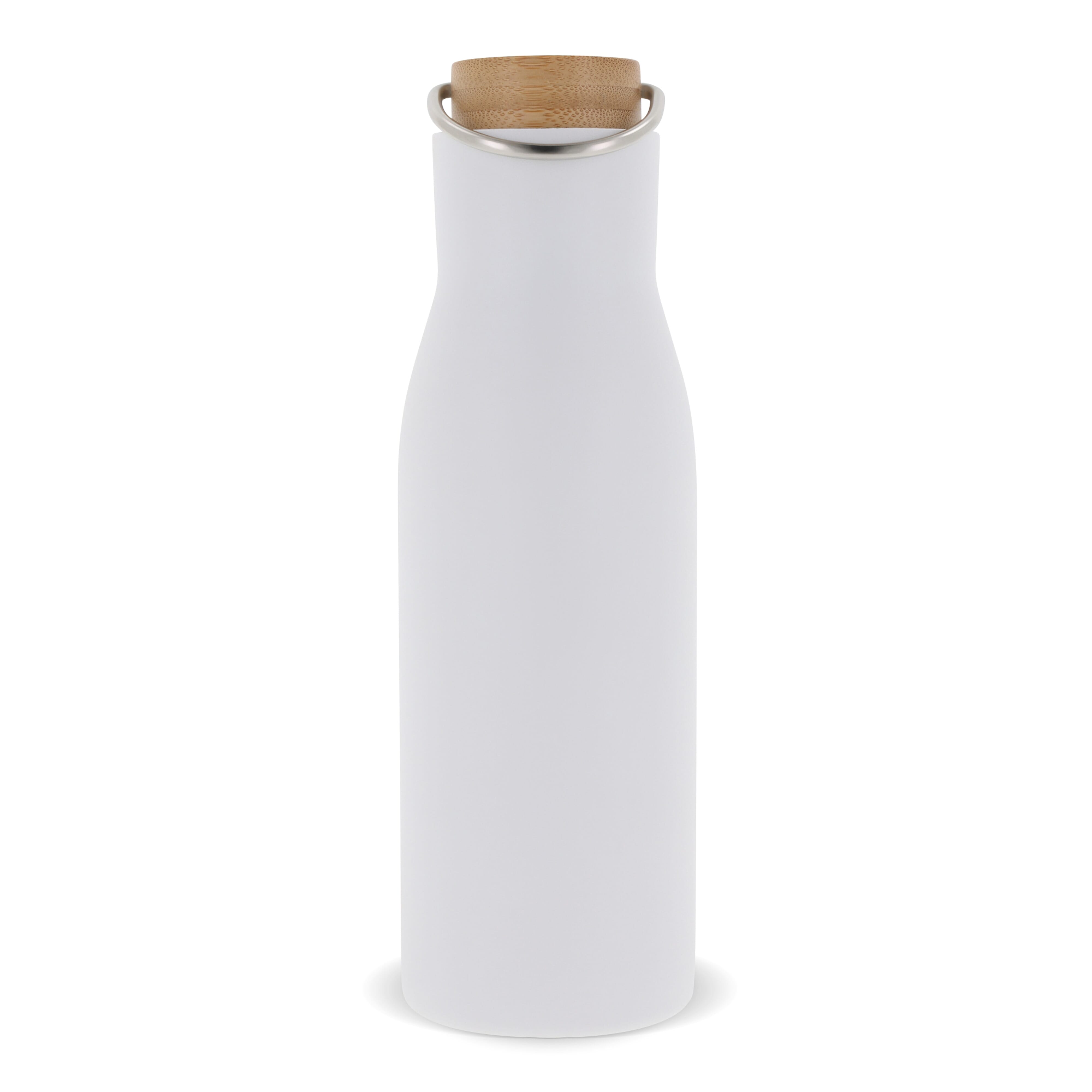Isolierflasche 500 ml mit Bambusdeckel - Edelstahl, bedruckbar