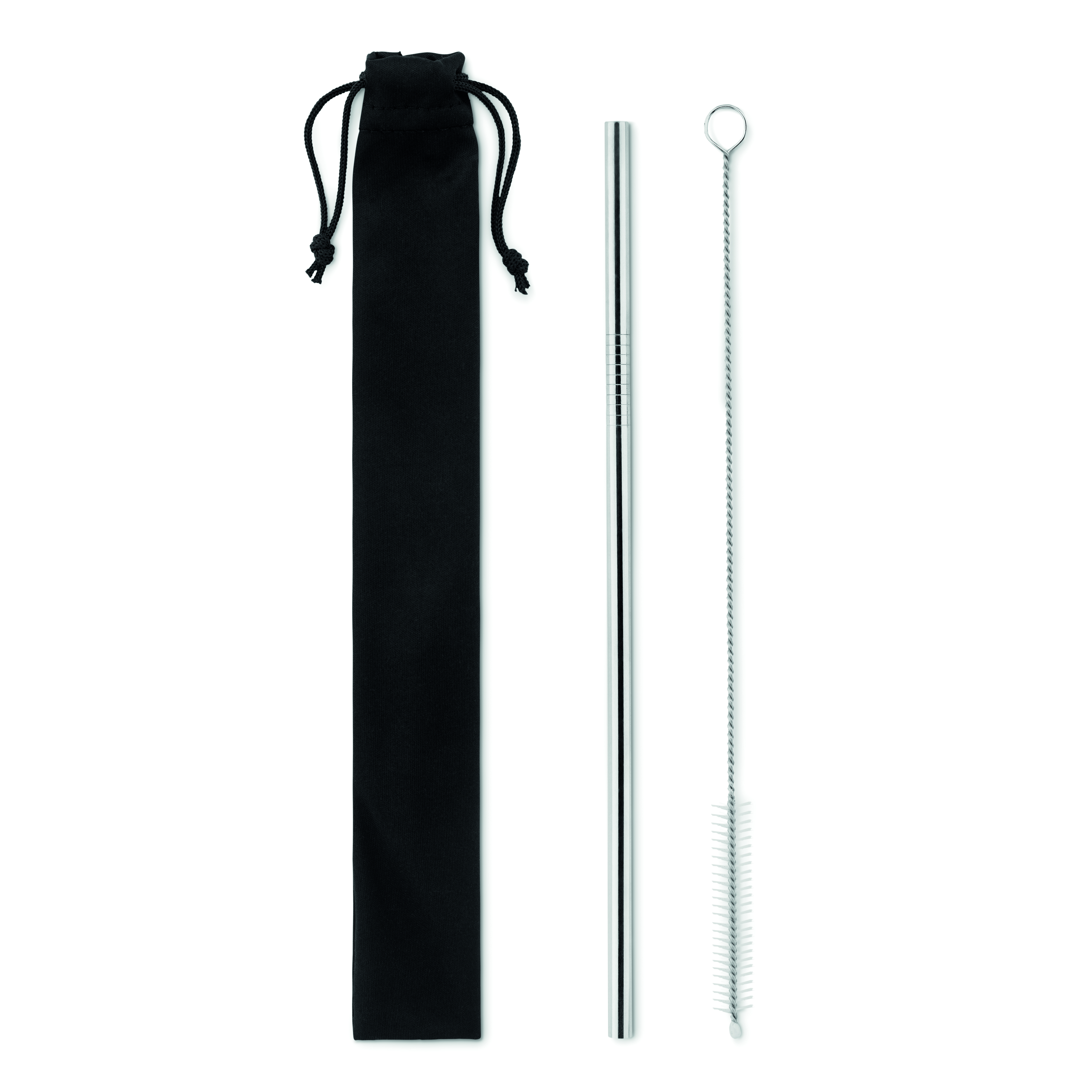 Edelstahl Trinkhalm-Set COLD STRAW mit Reinigungsbürste, bedruckbar