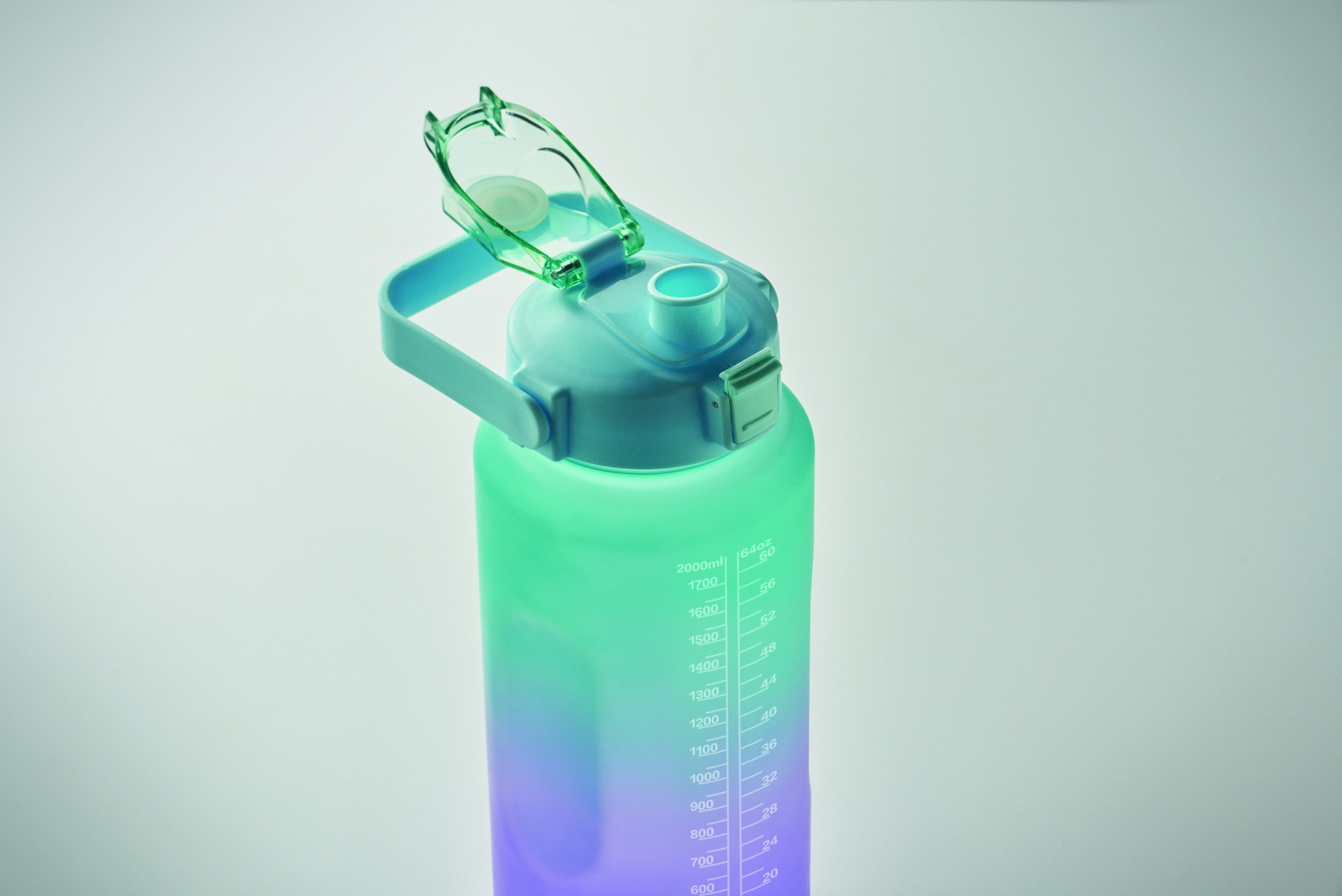 RPET-Trinkflasche 2000ml ACTIVATE MAX mit Trinkhalm & Henkel