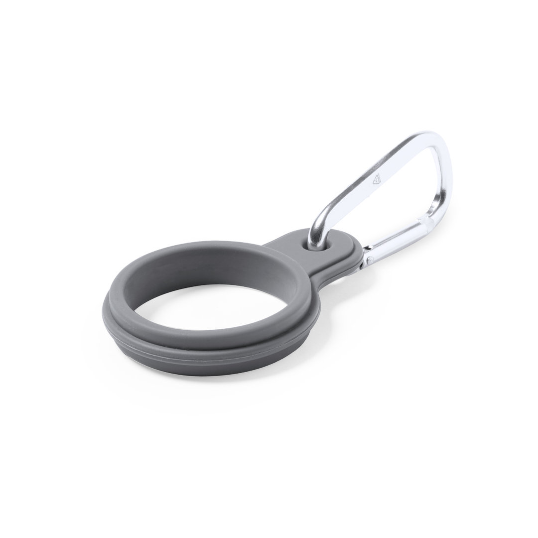 Flaschenhalter Gotan aus Silikon mit Aluminiumkarabiner, bedruckbar