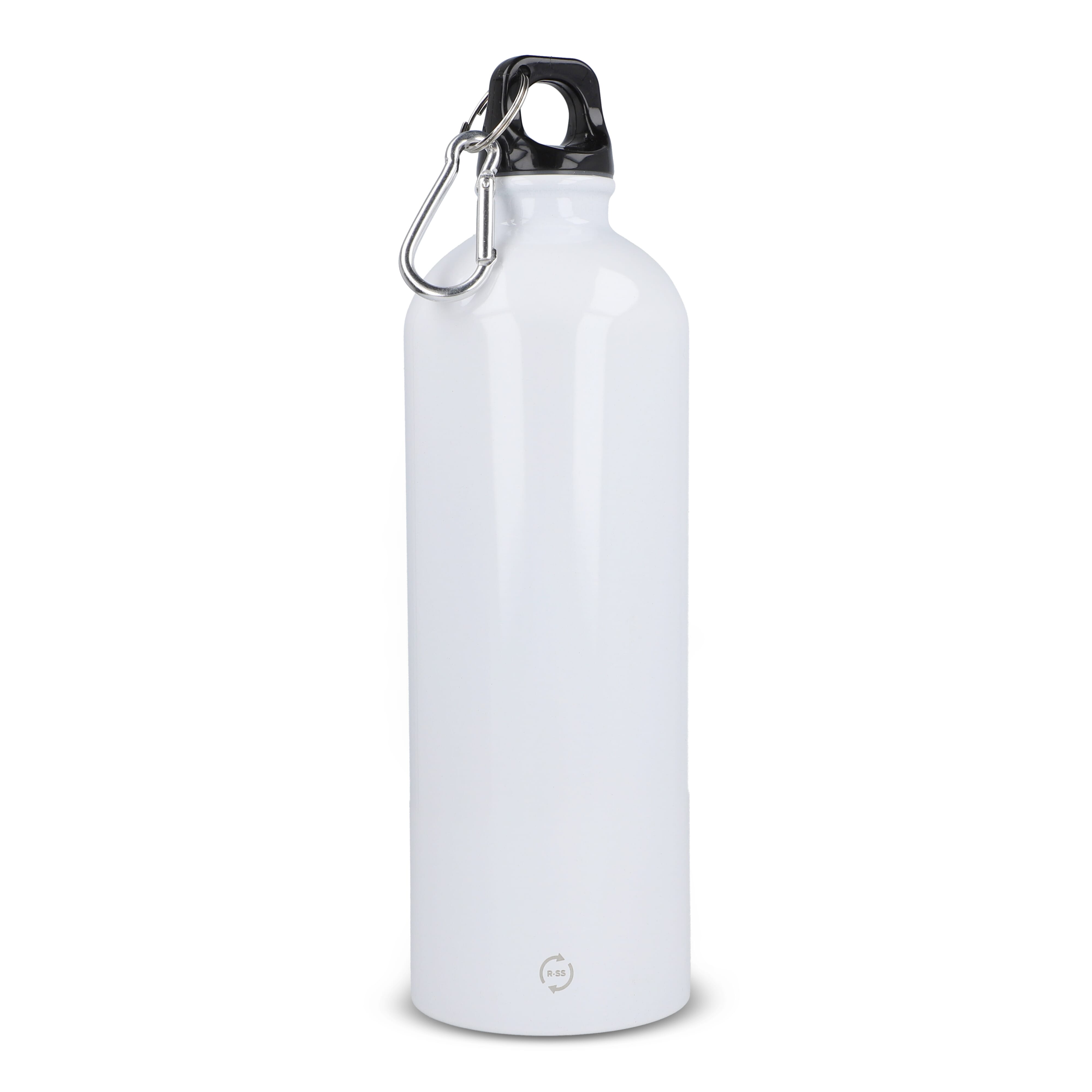 Edelstahl-Trinkflasche 750ml einwandig mit Karabiner, recycelt