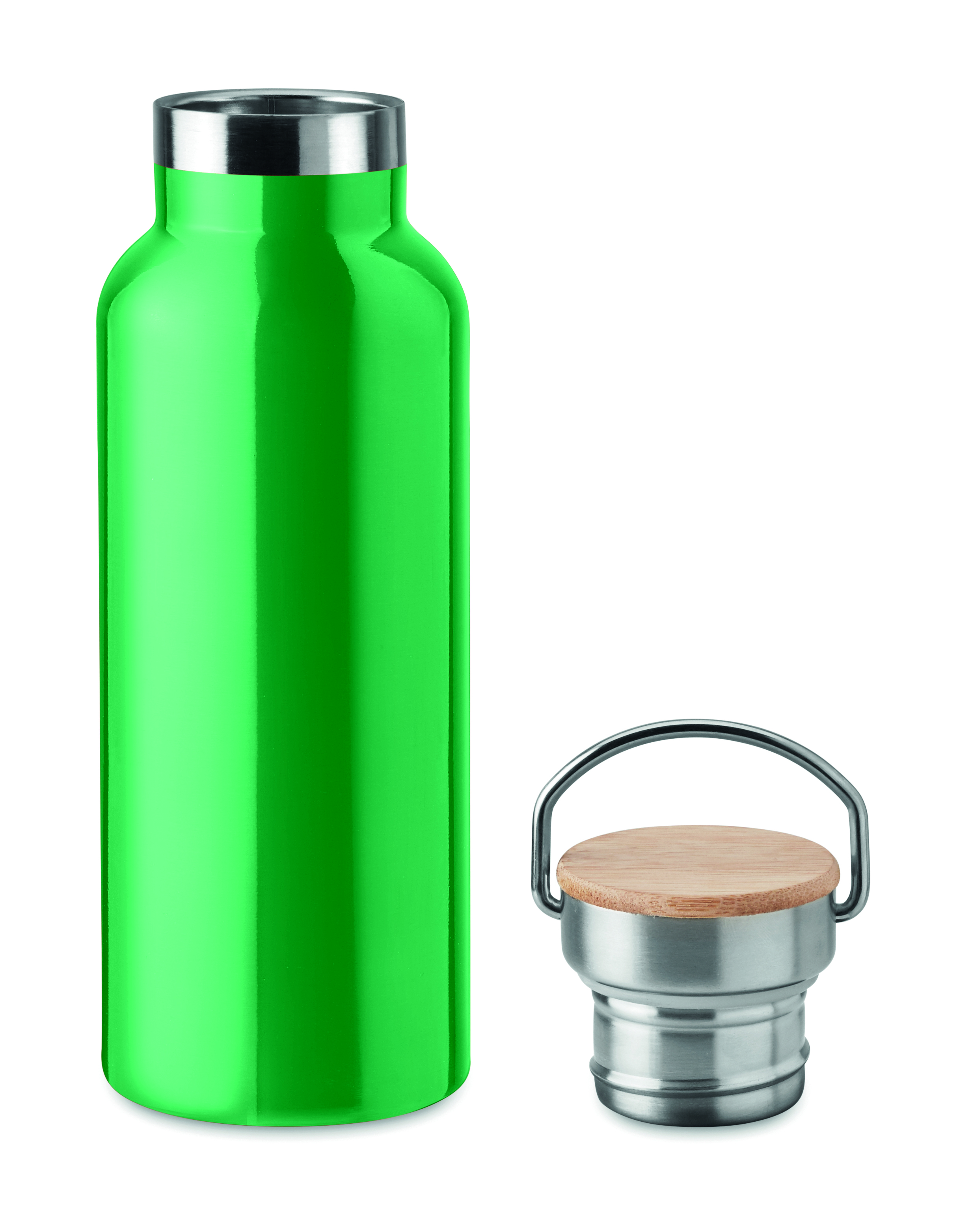 Isolierflasche Edelstahl 500 ml HELSINKI - Bambusdeckel, bedruckbar