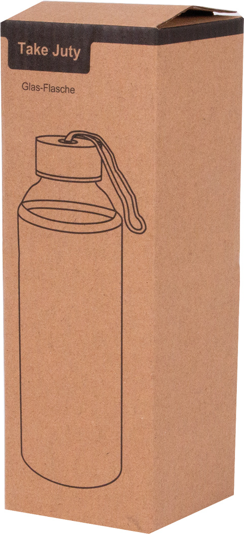 Glas-Trinkflasche TAKE JUTY 450 ml mit Jute-Hülle & Edelstahldeckel