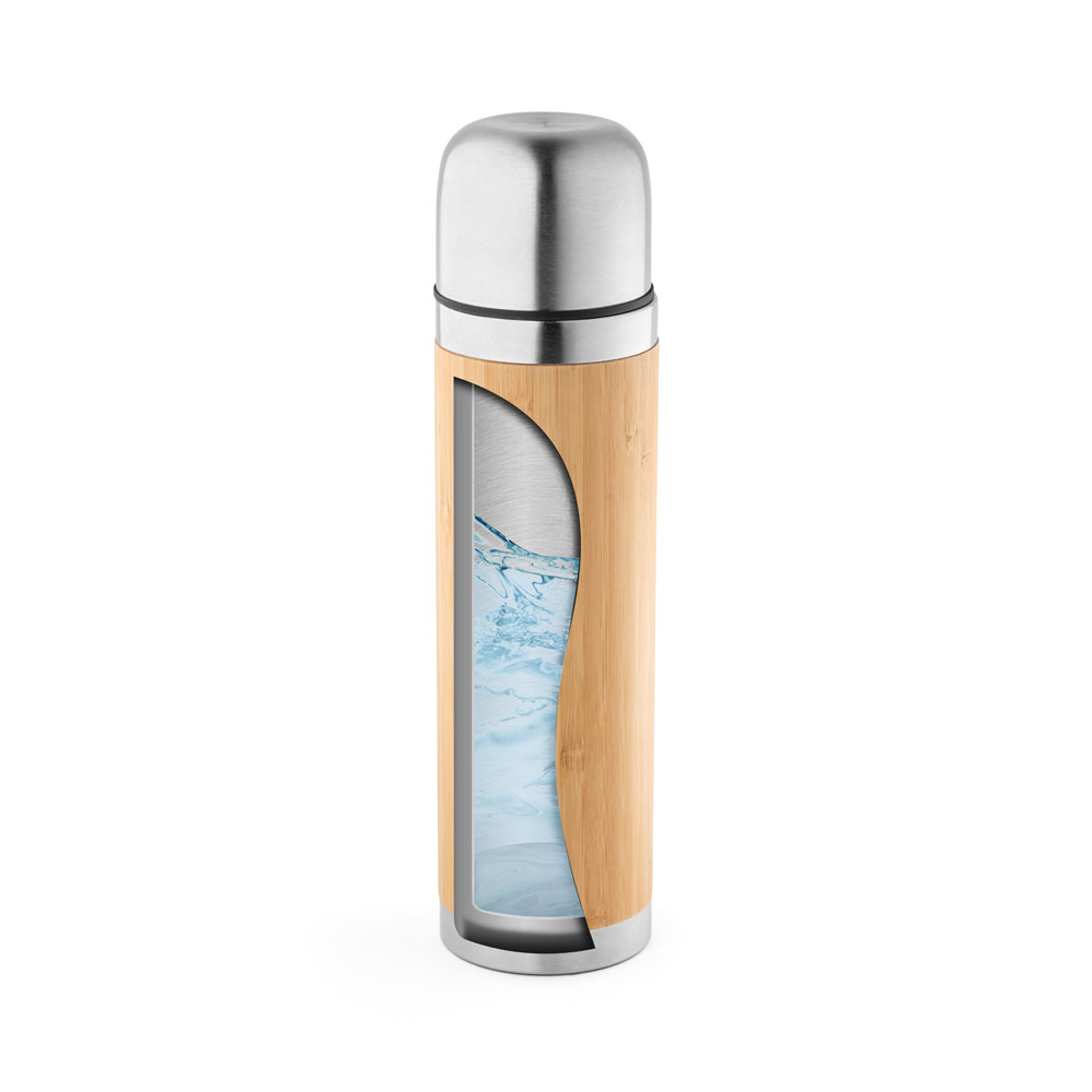 Thermoskanne CEYLON 450 ml – Edelstahl & Bambus, bedruckbar