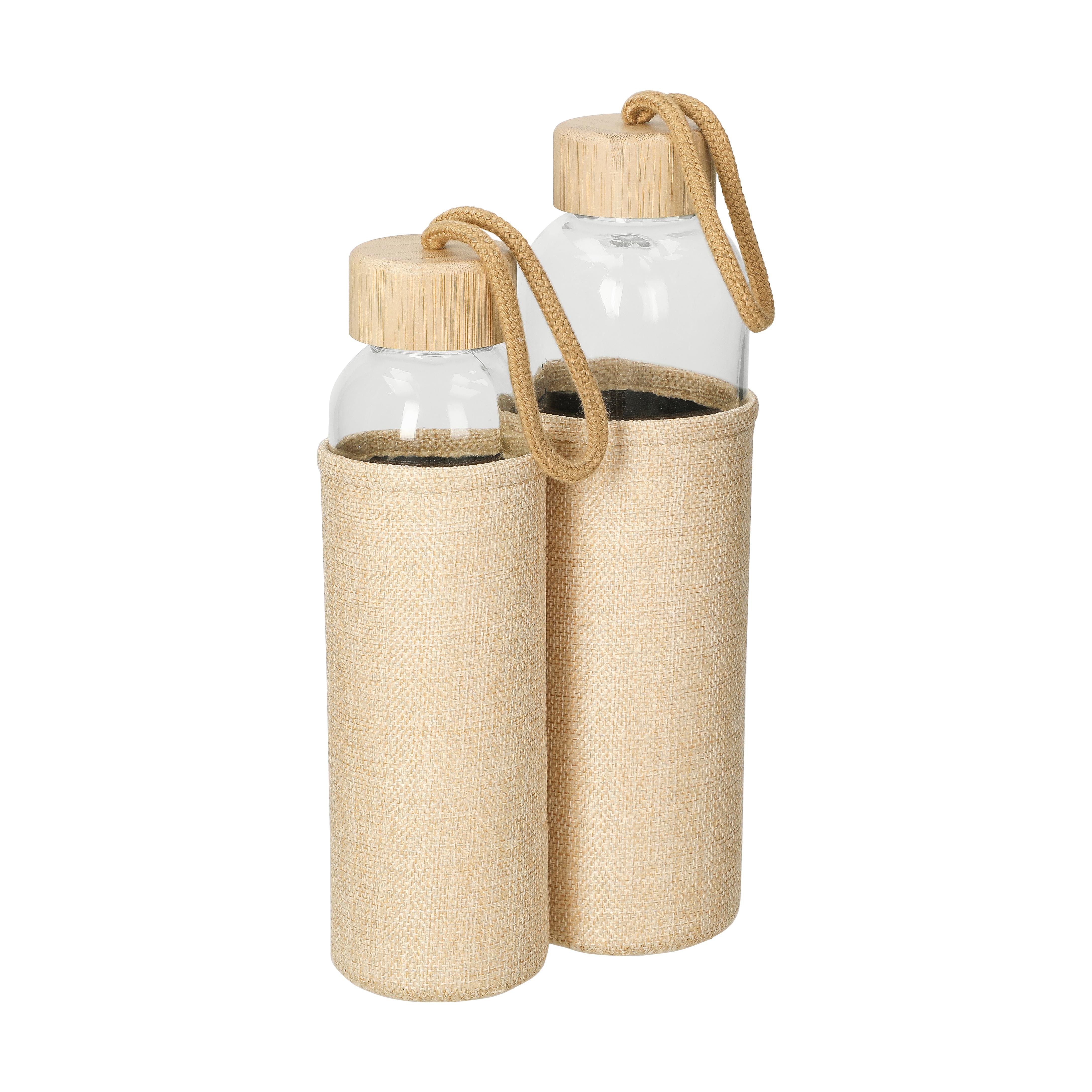 Glasflasche mit Hülle "Natural" 0,7l – Trinkflasche mit Bambusverschluss