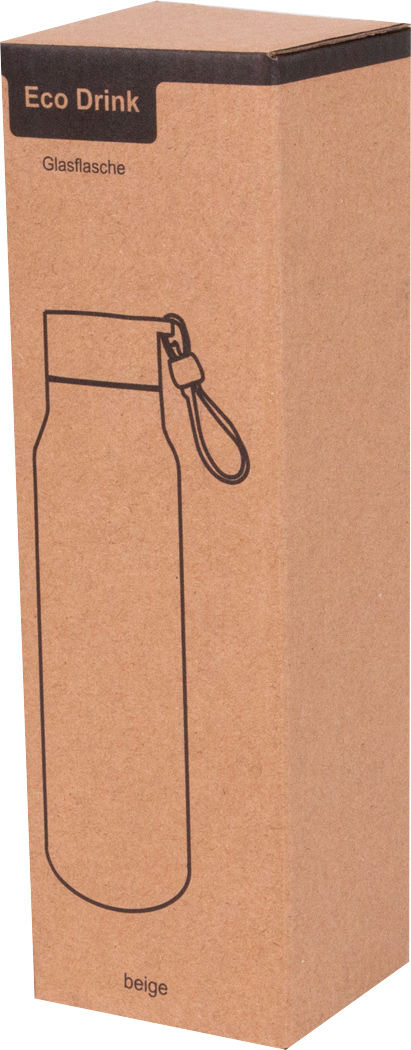 Glas-Trinkflasche ECO DRINK 300 ml mit Kunststoff-Ummantelung