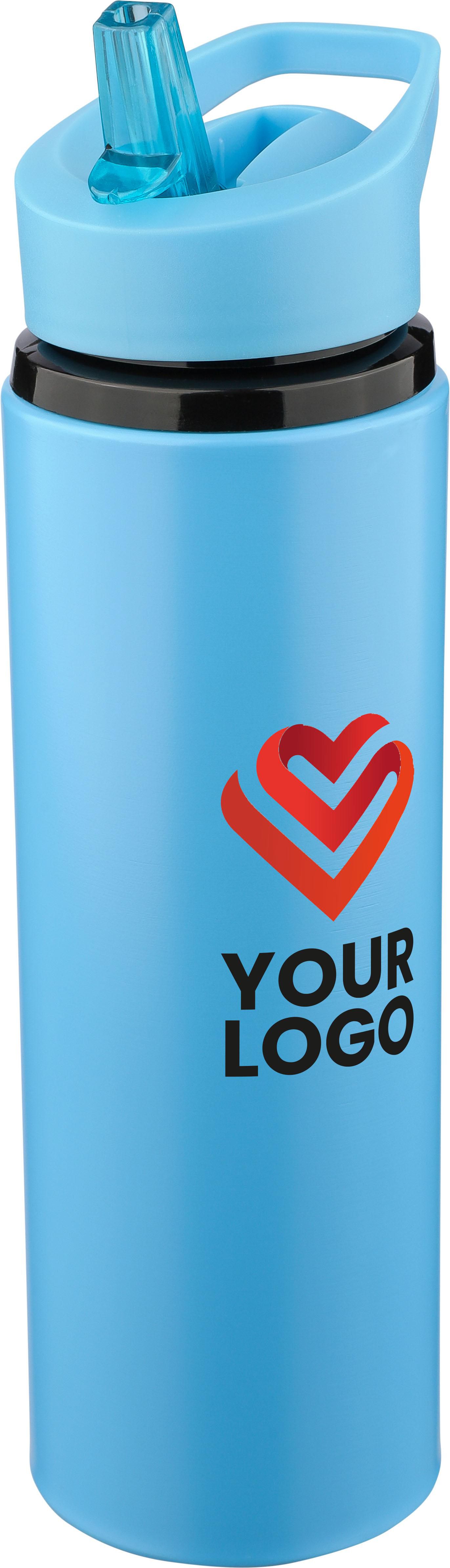 Trinkflasche Edelstahl 500 ml Zeno – recycelt, mit Strohhalm, bedruckbar