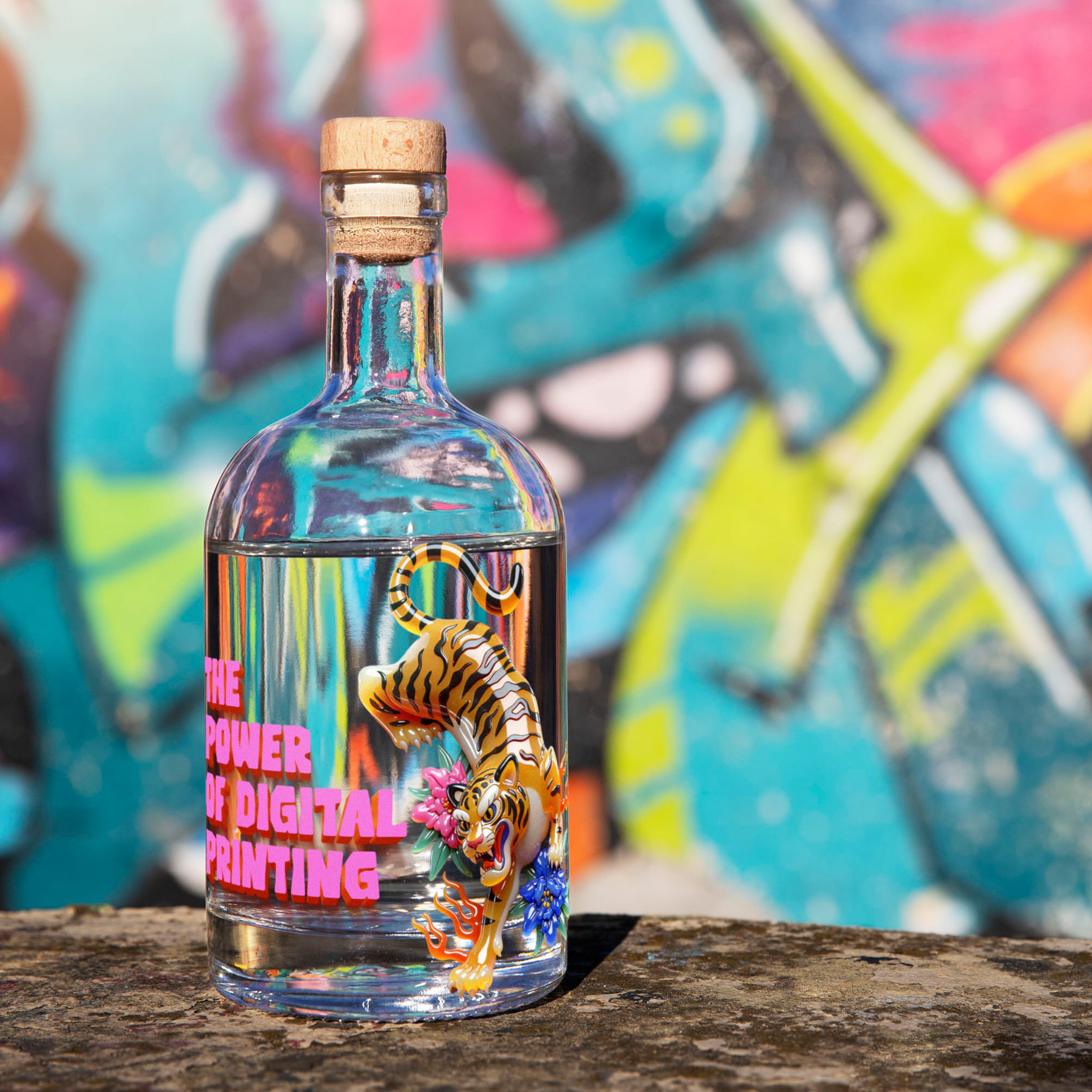 Glasflasche 1L mit FSC-Holzdeckel – Trinkflasche bedruckbar