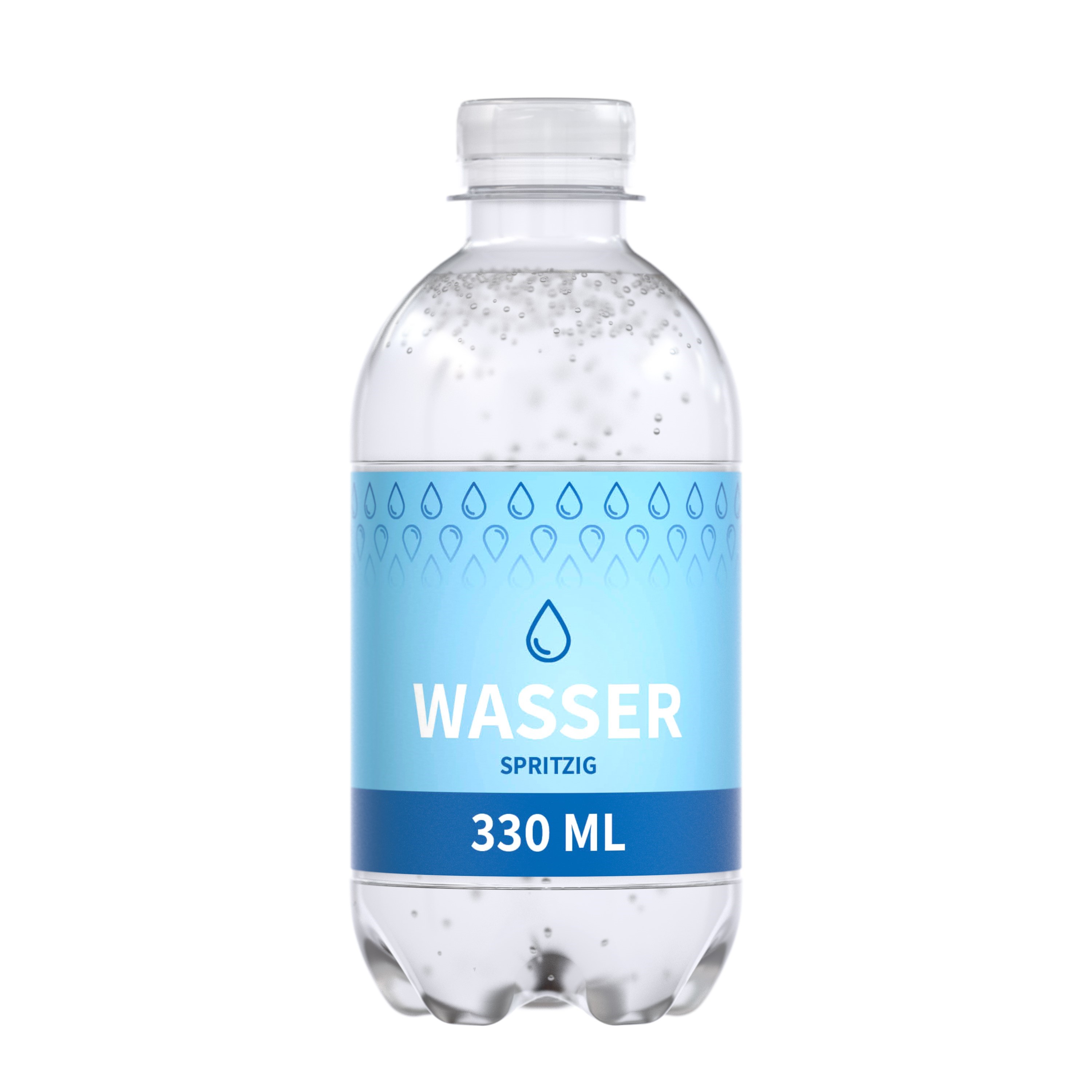 Werbewasser 330 ml PET-Flasche aus Recyclat, Eco-Label, bedruckbar