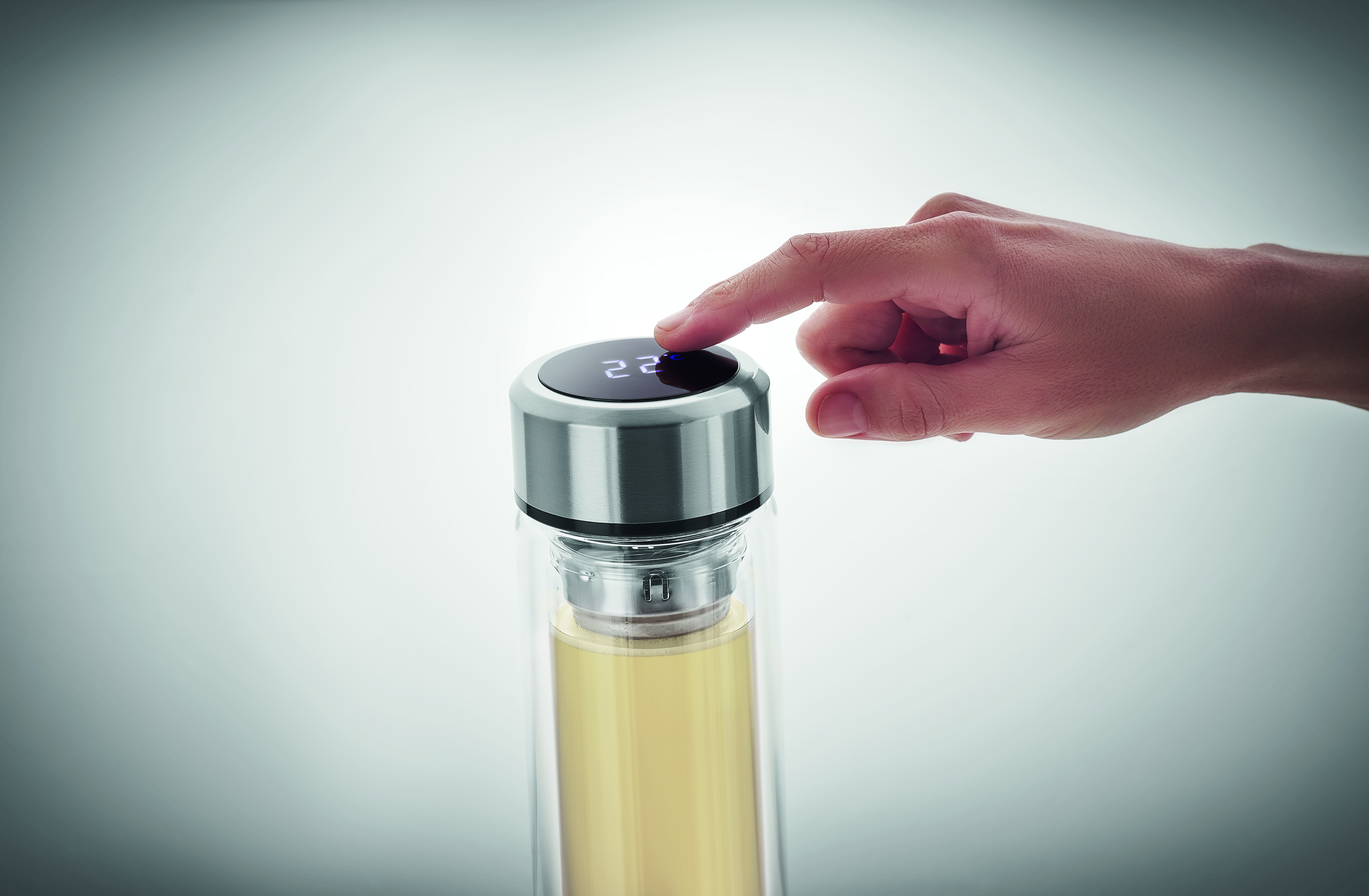 Glasflasche 390 ml POLE GLASS mit LED-Temperaturanzeige & Tee-Sieb